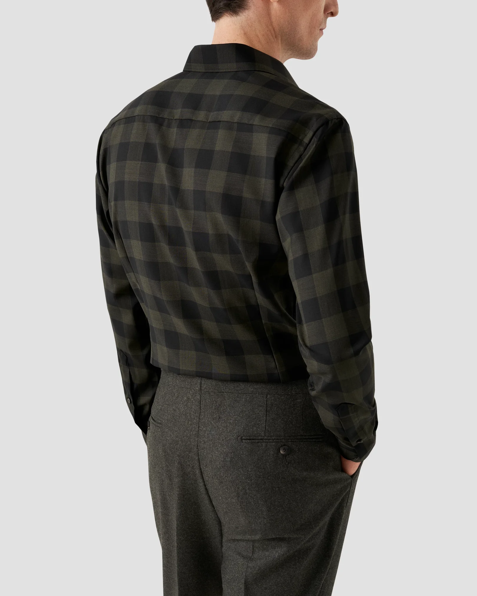 Eton - merino dark green shirt