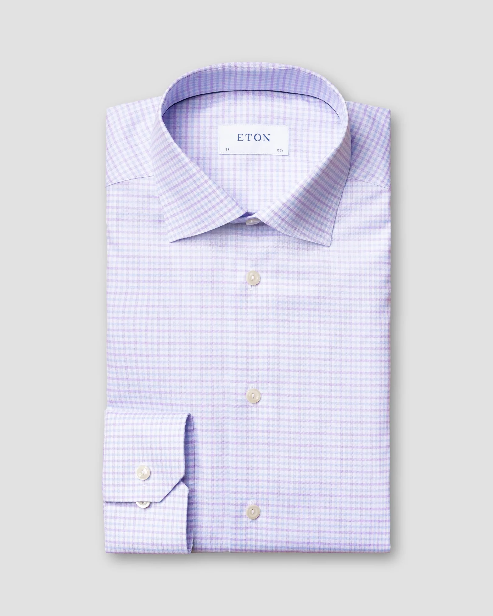 Eton - lavender and blue 3 color check shirt