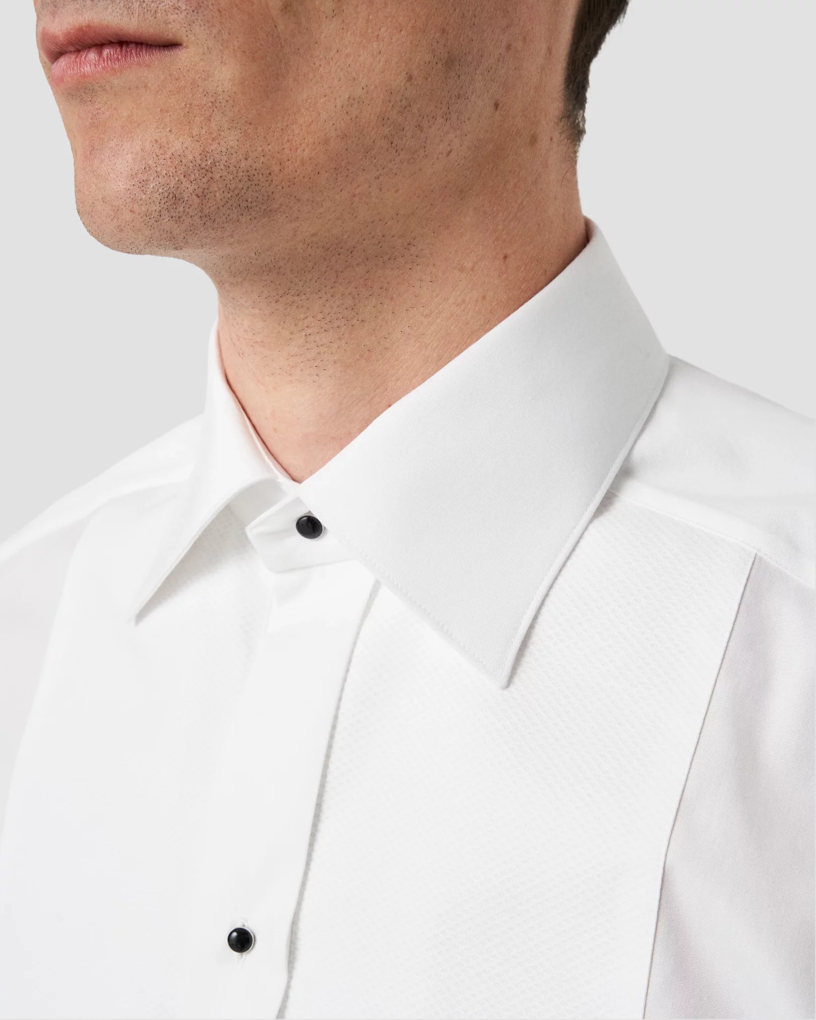 Eton - pique black tie shirt