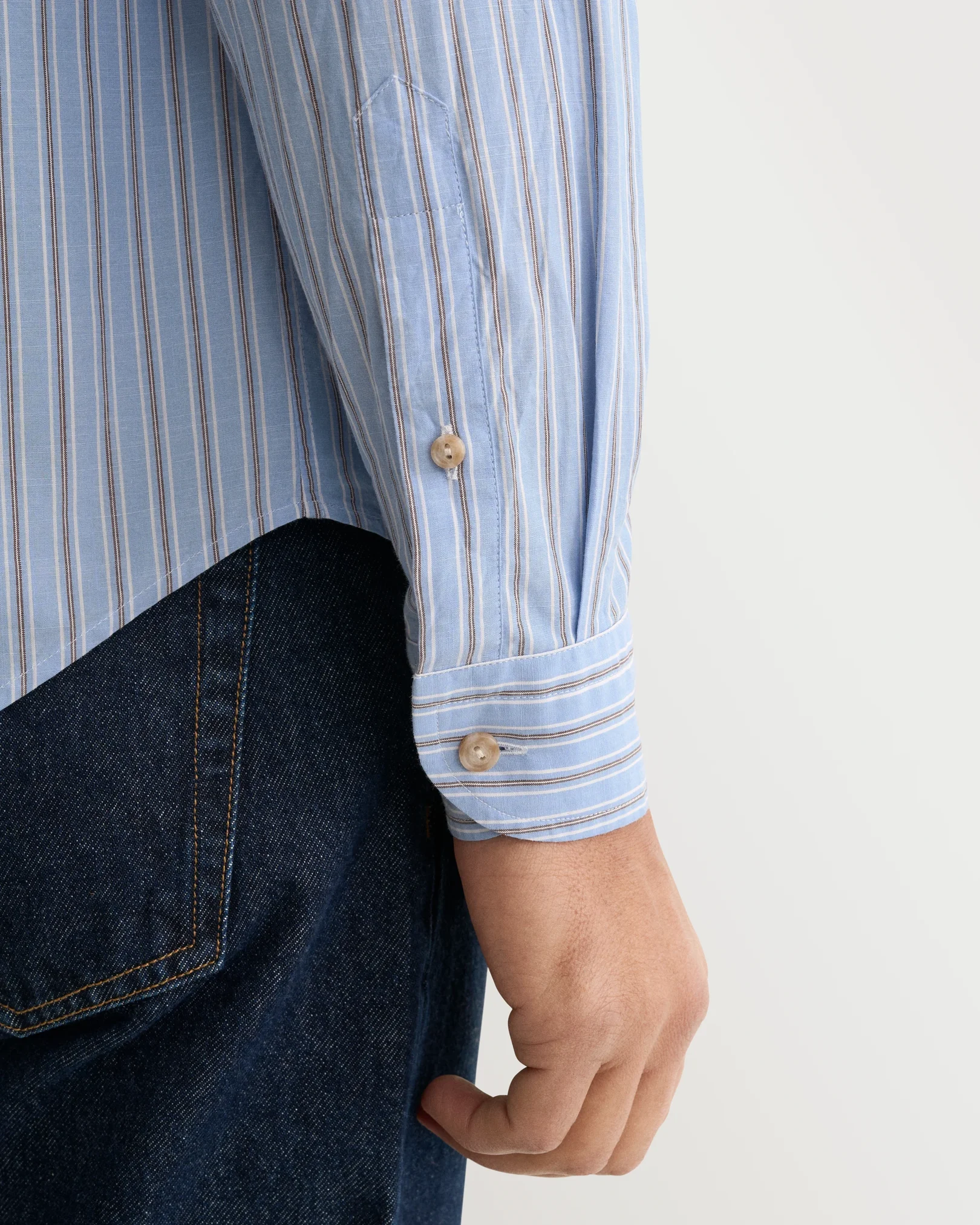 Eton - striped chambray shirt
