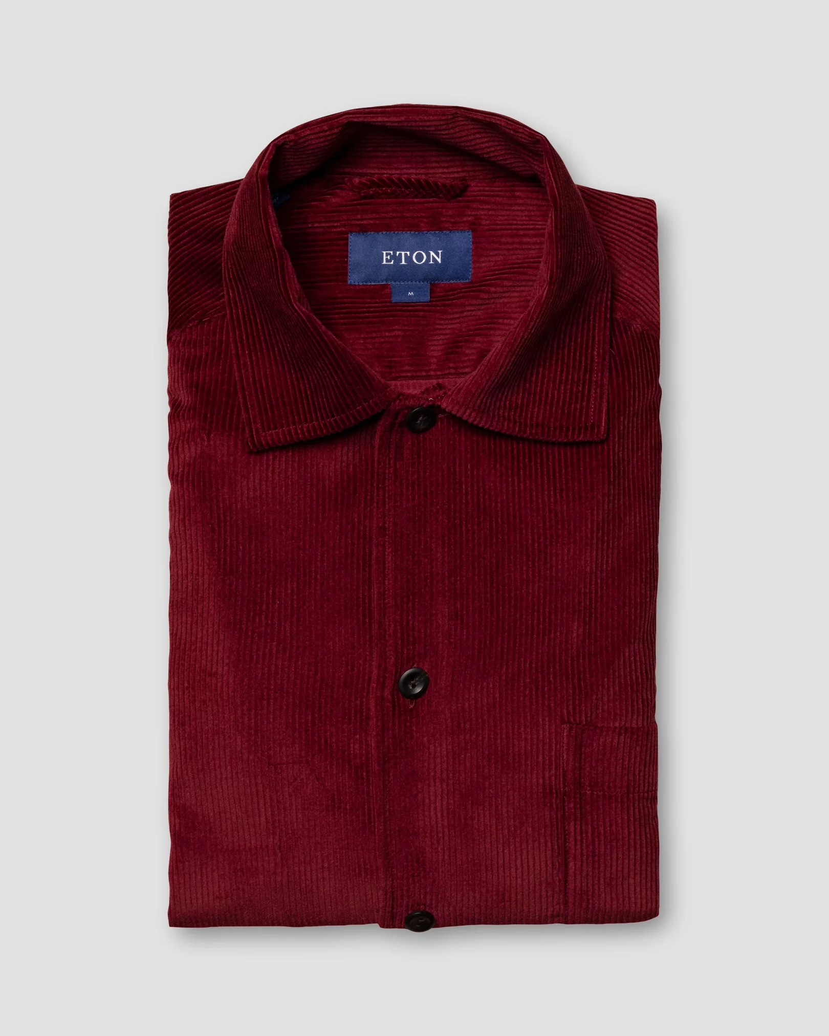 Eton - burgundy corduroy overshirt turn down straight sleeve end regular