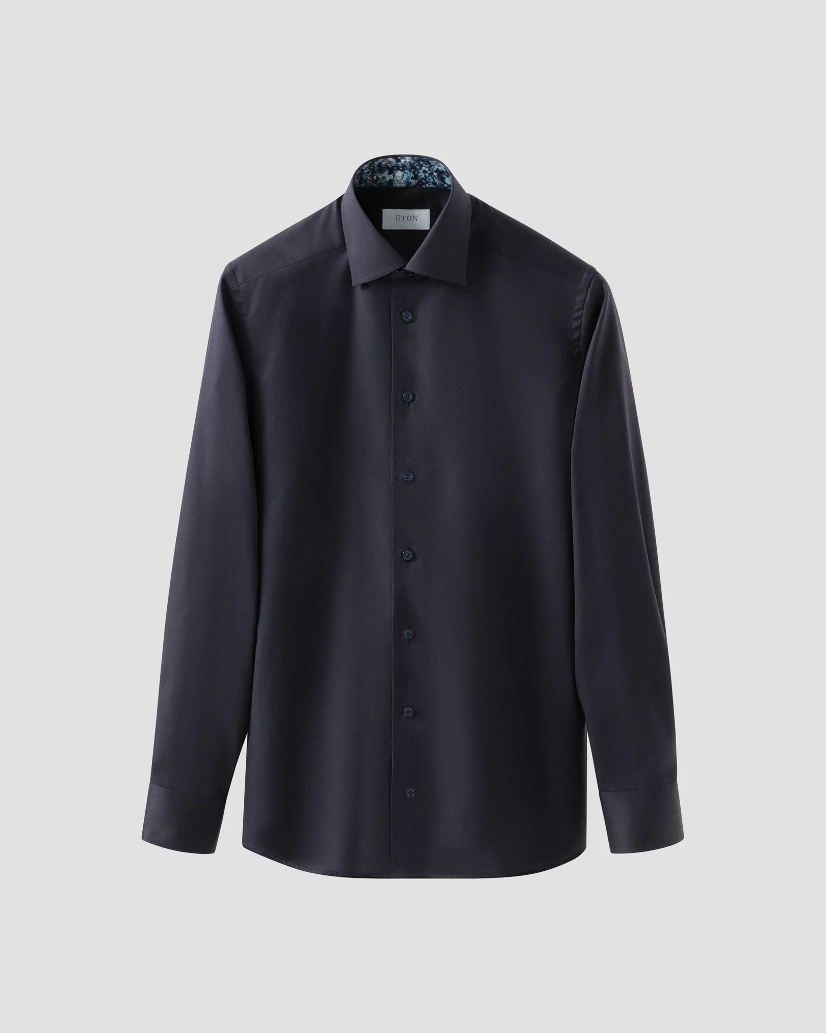 Eton - navy blue floral effect signature twill shirt