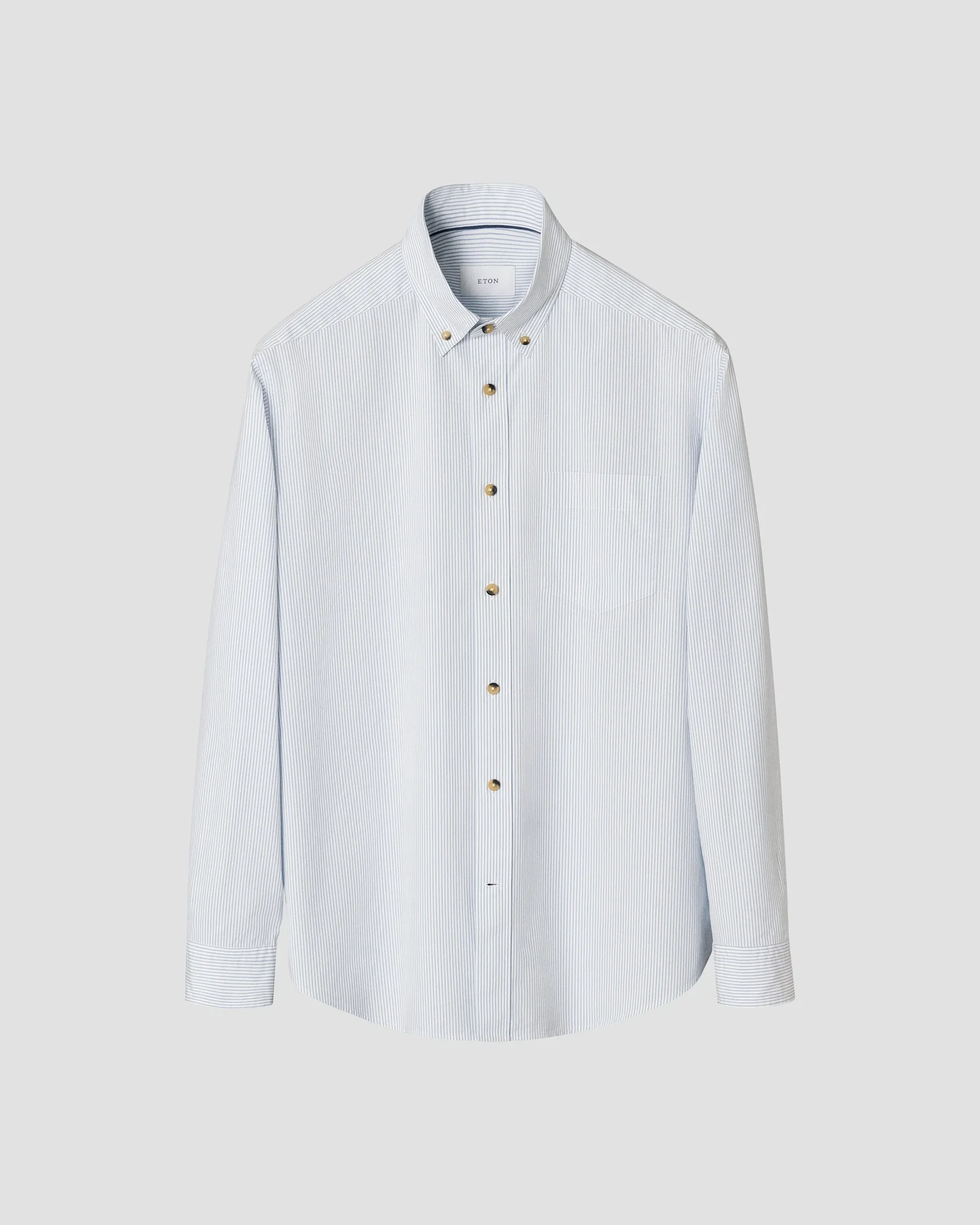 Eton - light blue striped peached poplin shirt