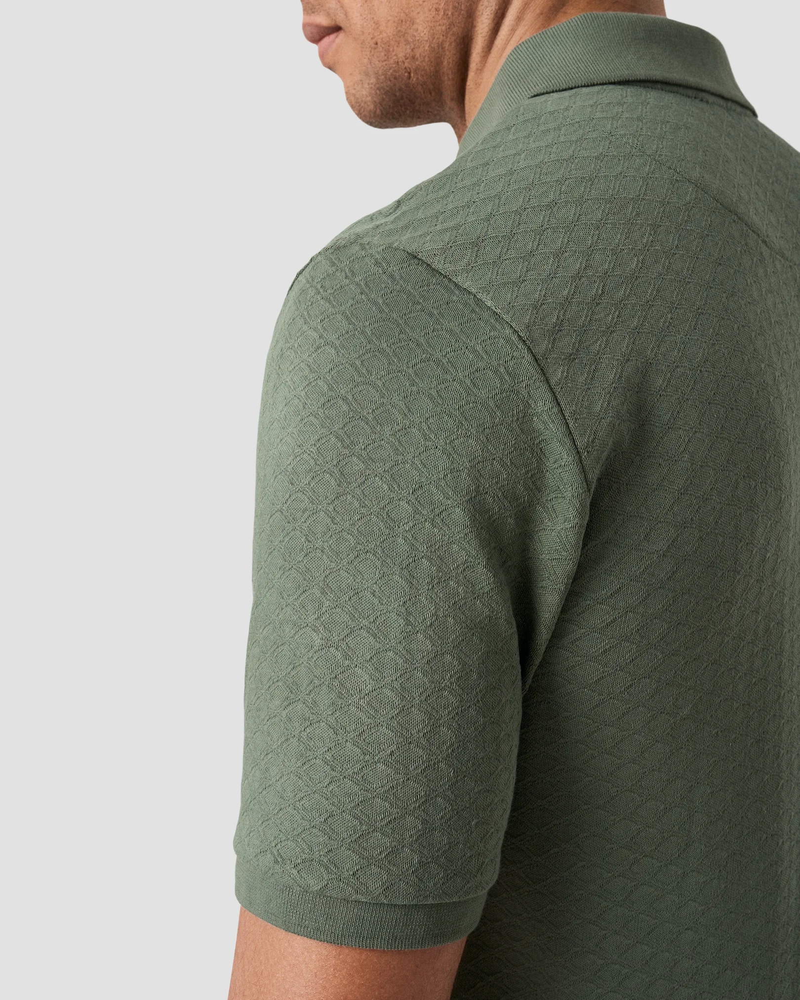 Eton - dark green diamond jaquard polo shirt