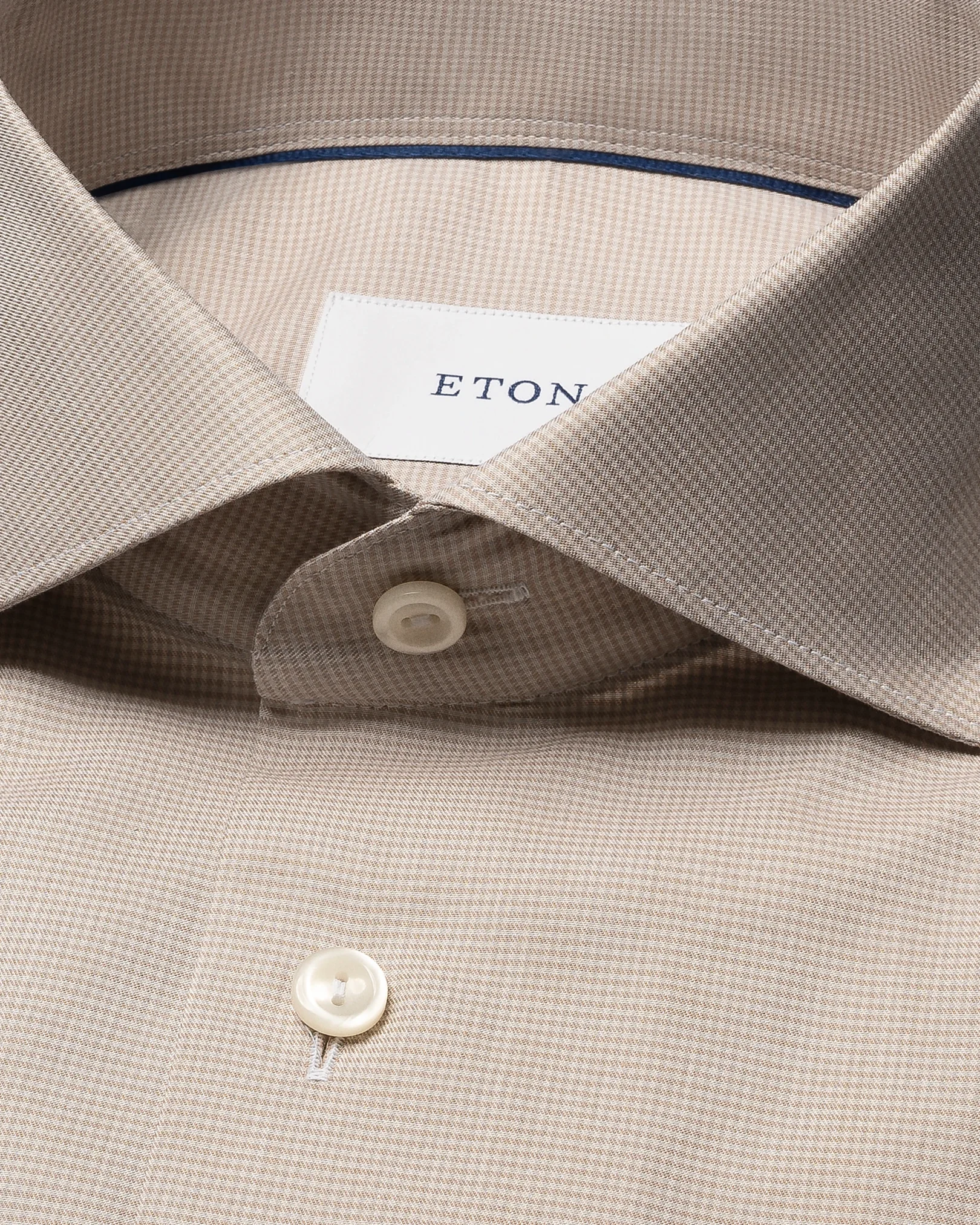 Eton - beige micro check twill shirt 256