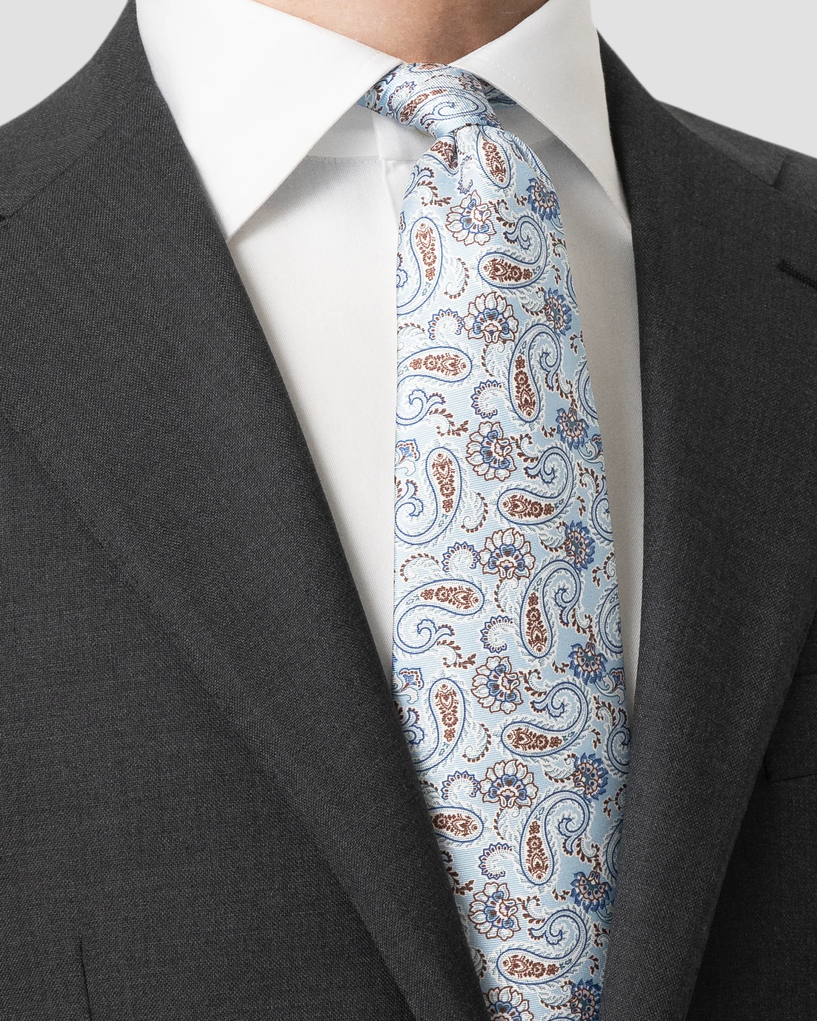 Eton - light blue paisley printed silk tie