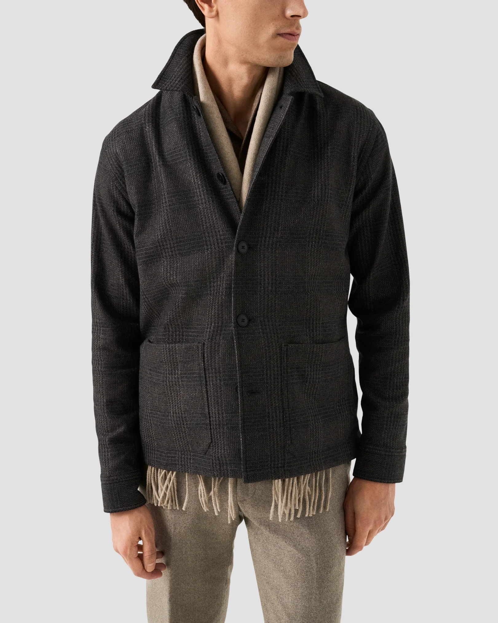 Eton - check wool cashmere chore jacket