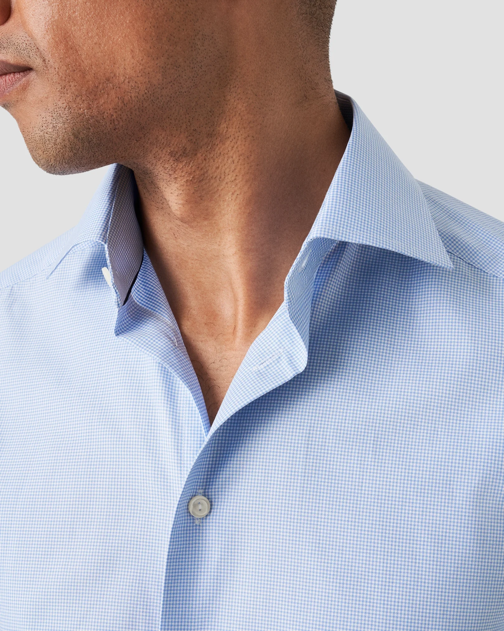 Eton - light blue fine check signature twill shirt