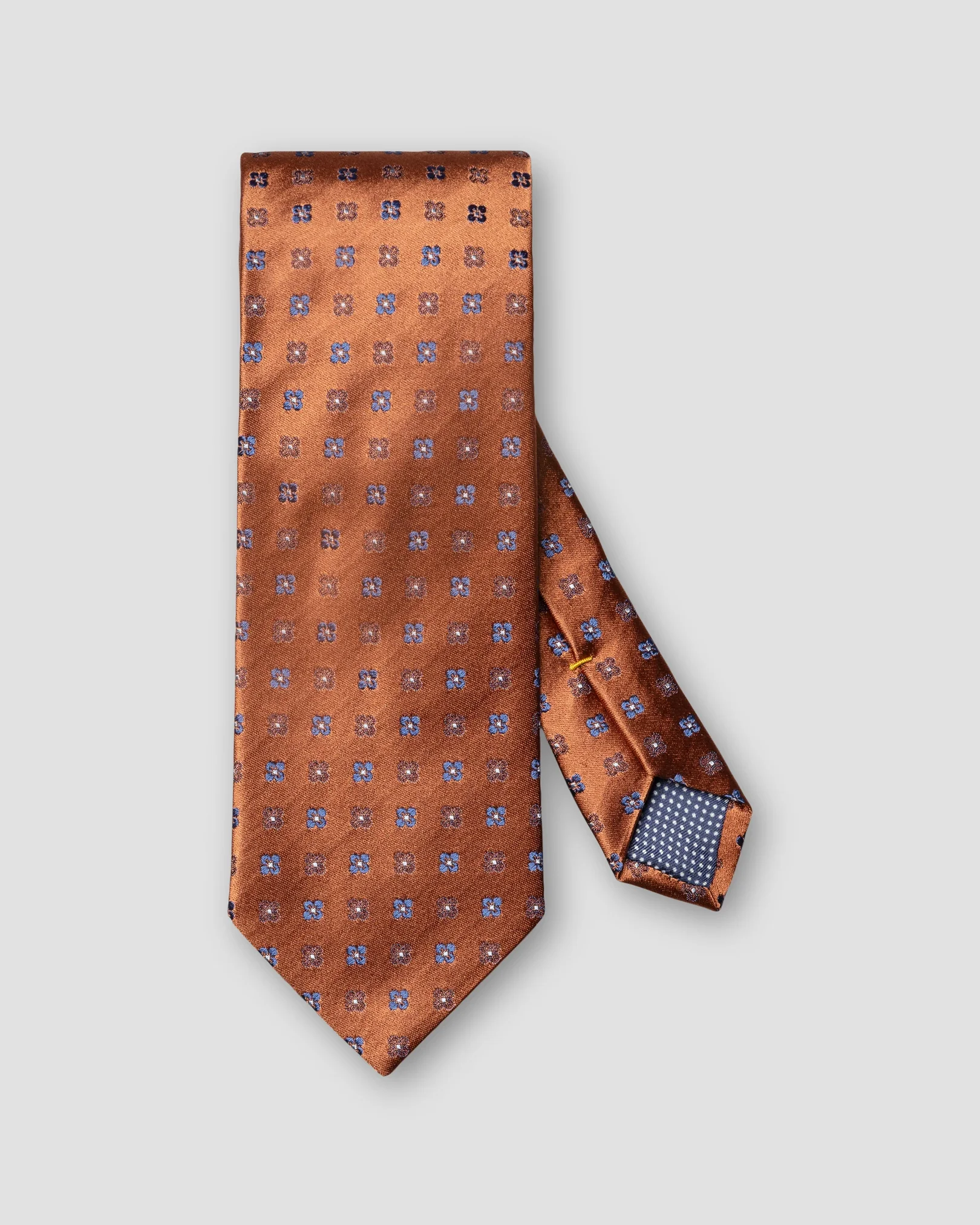 Eton - micro floral woven silk tie orange