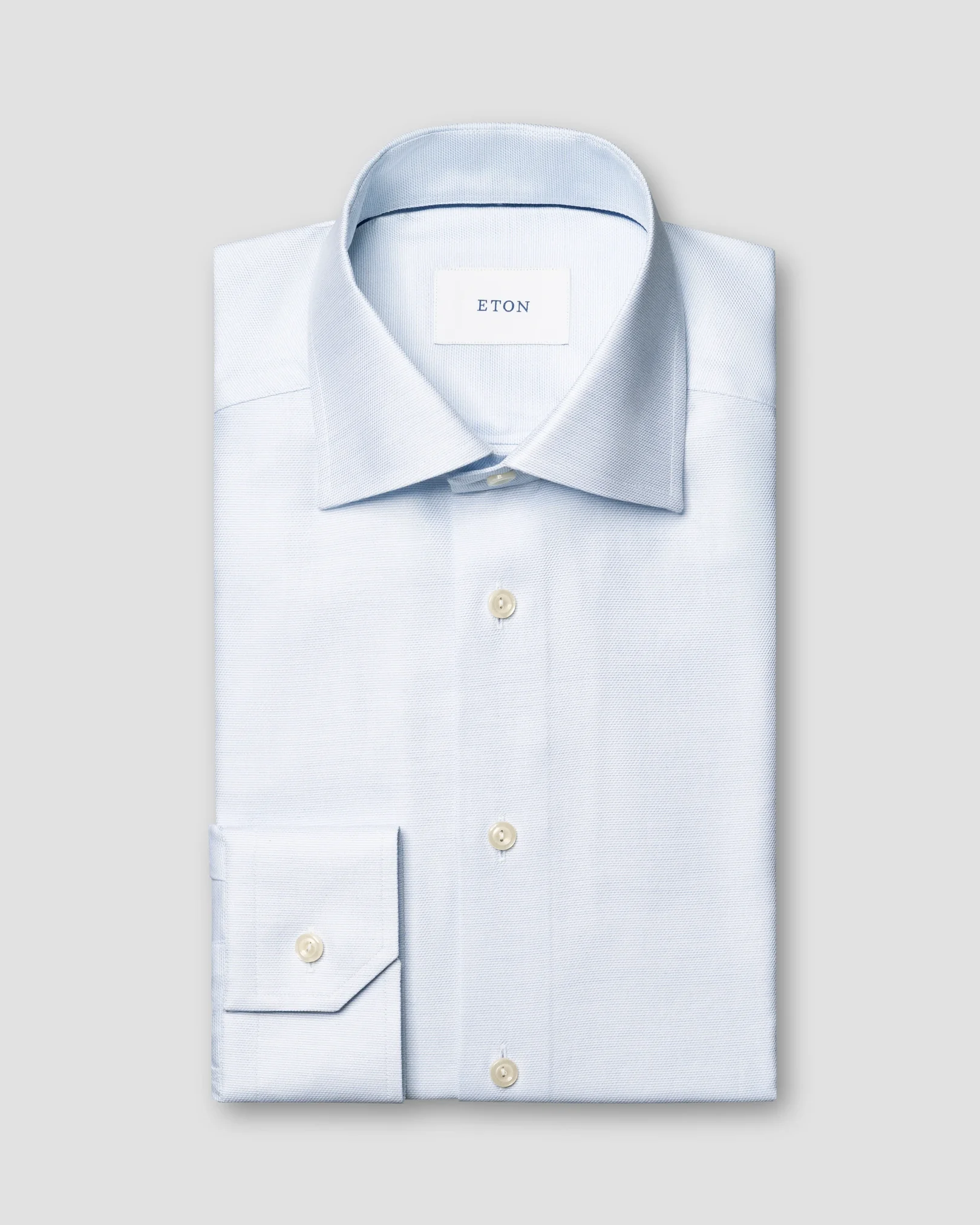 Eton - light blue semi solid twill shirt 256