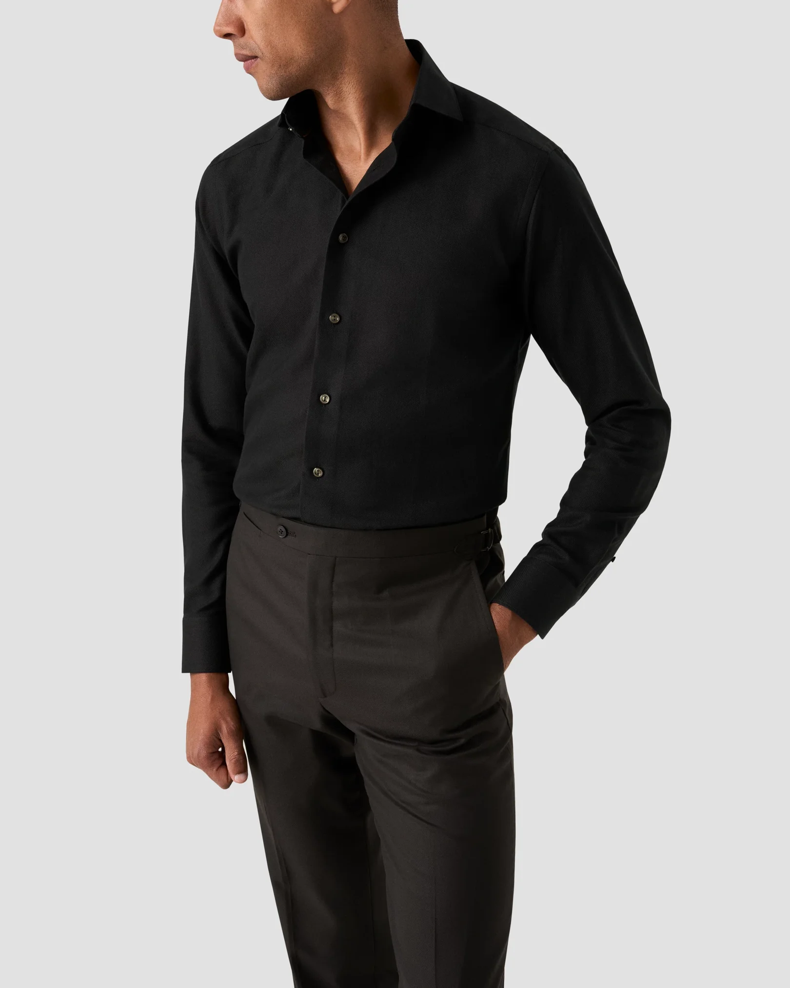 Eton - black cotton cashmere silk