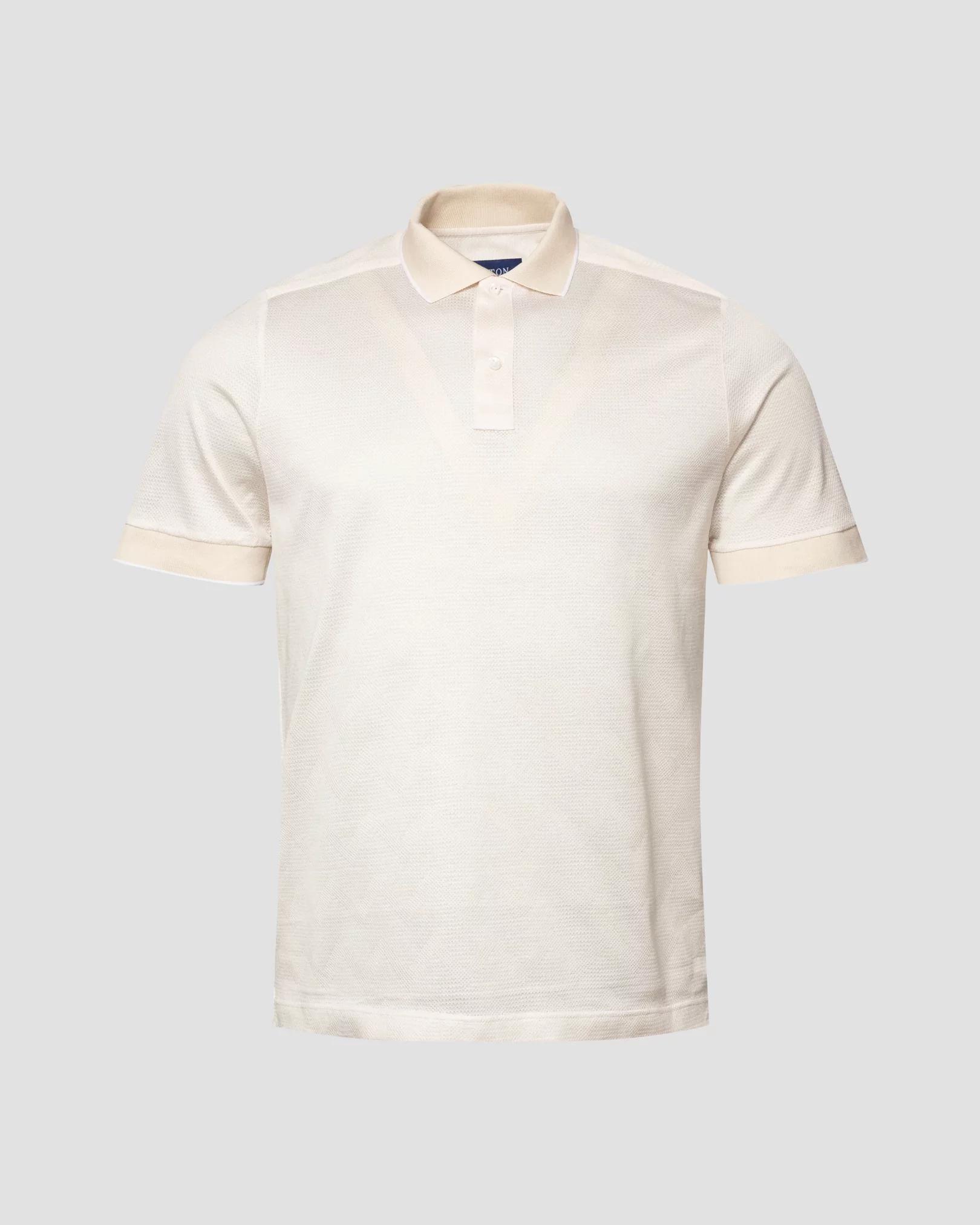 White Zigzag Jacquard Filo di Scozia Polo Shirt - Short Sleeve