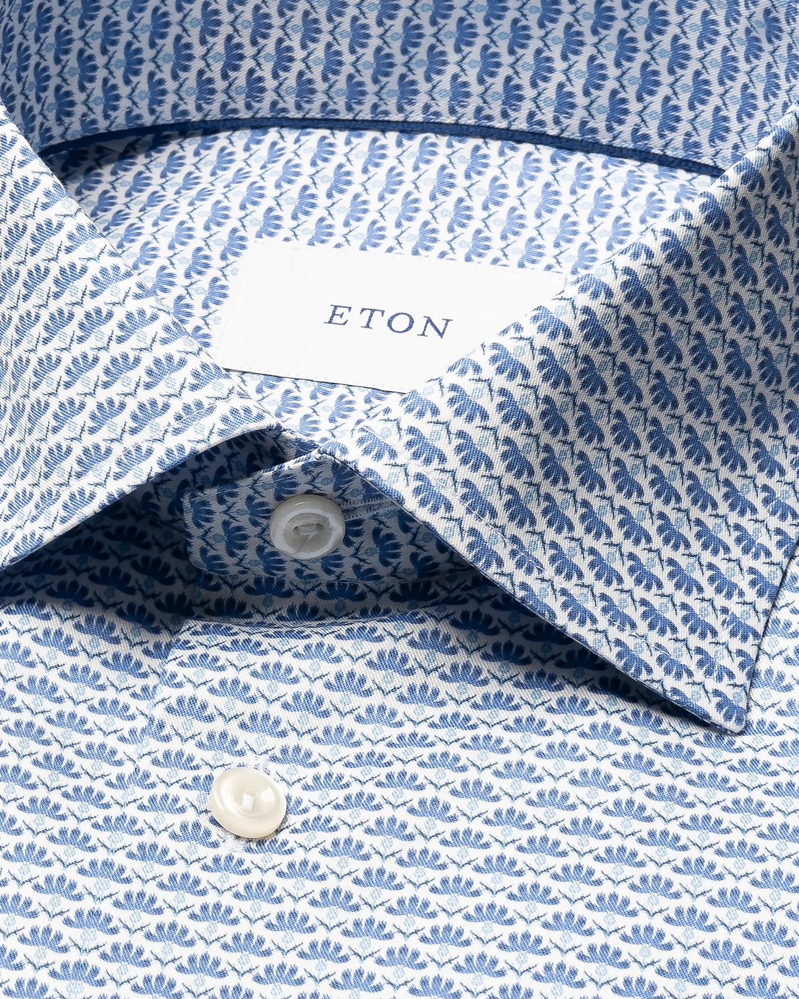 Eton - dark blue geometric twill shirt 258