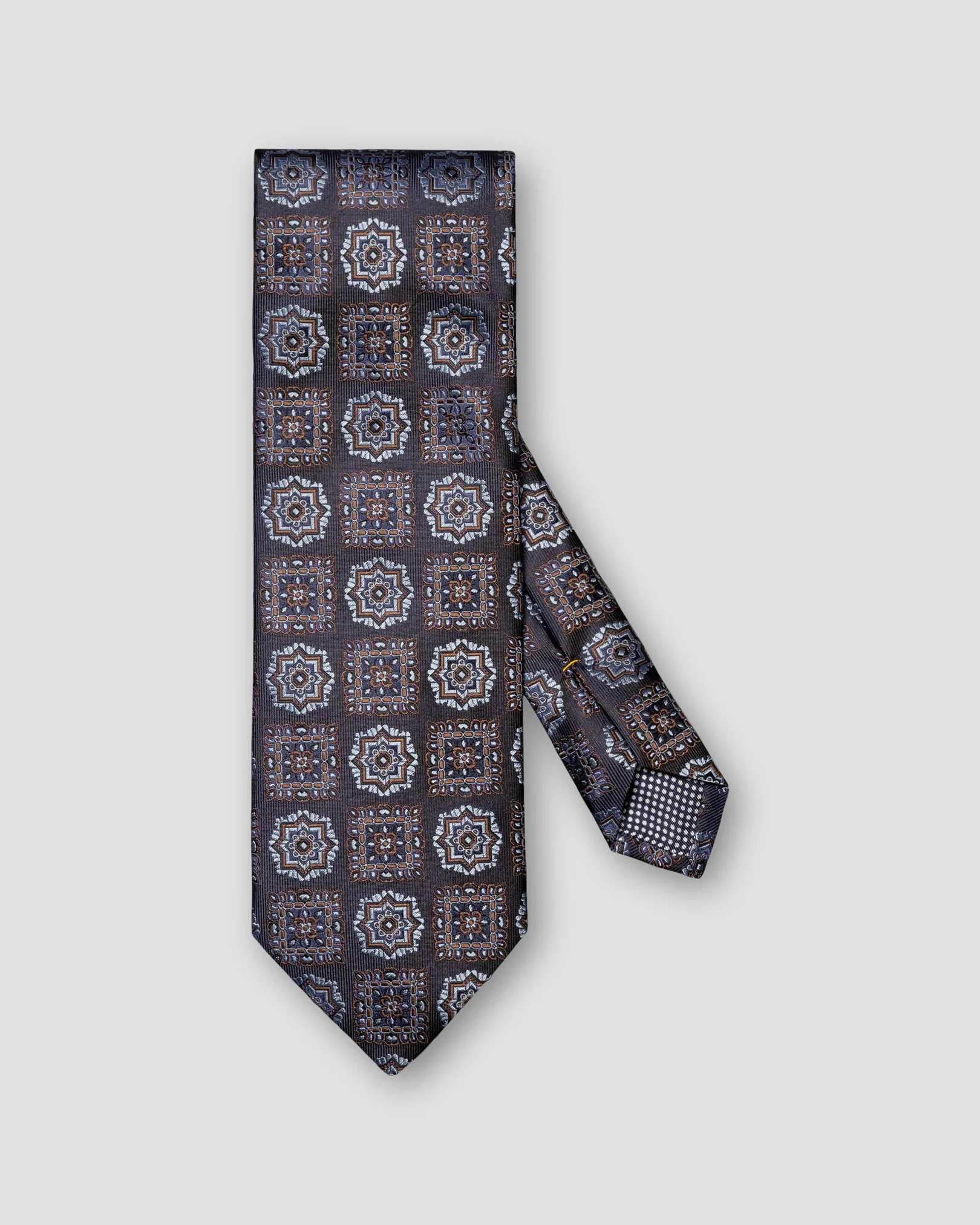 Eton - Dark Blue Medallion Woven Silk Tie