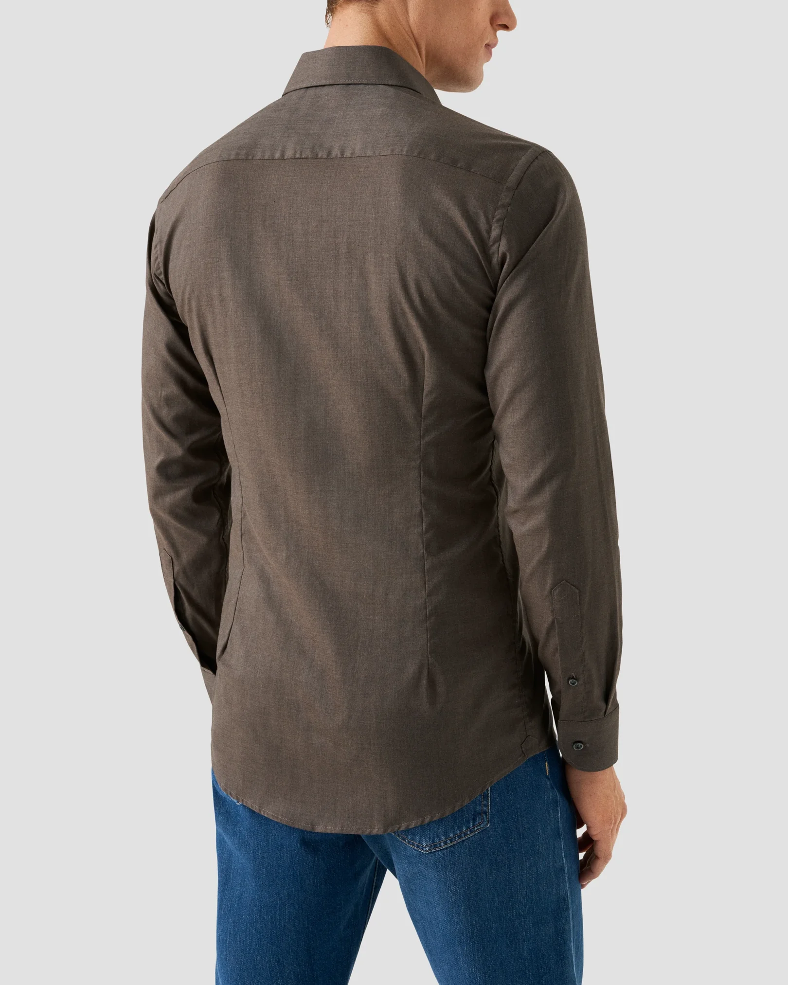 Eton - wrinkle free dark brown flanell shirt