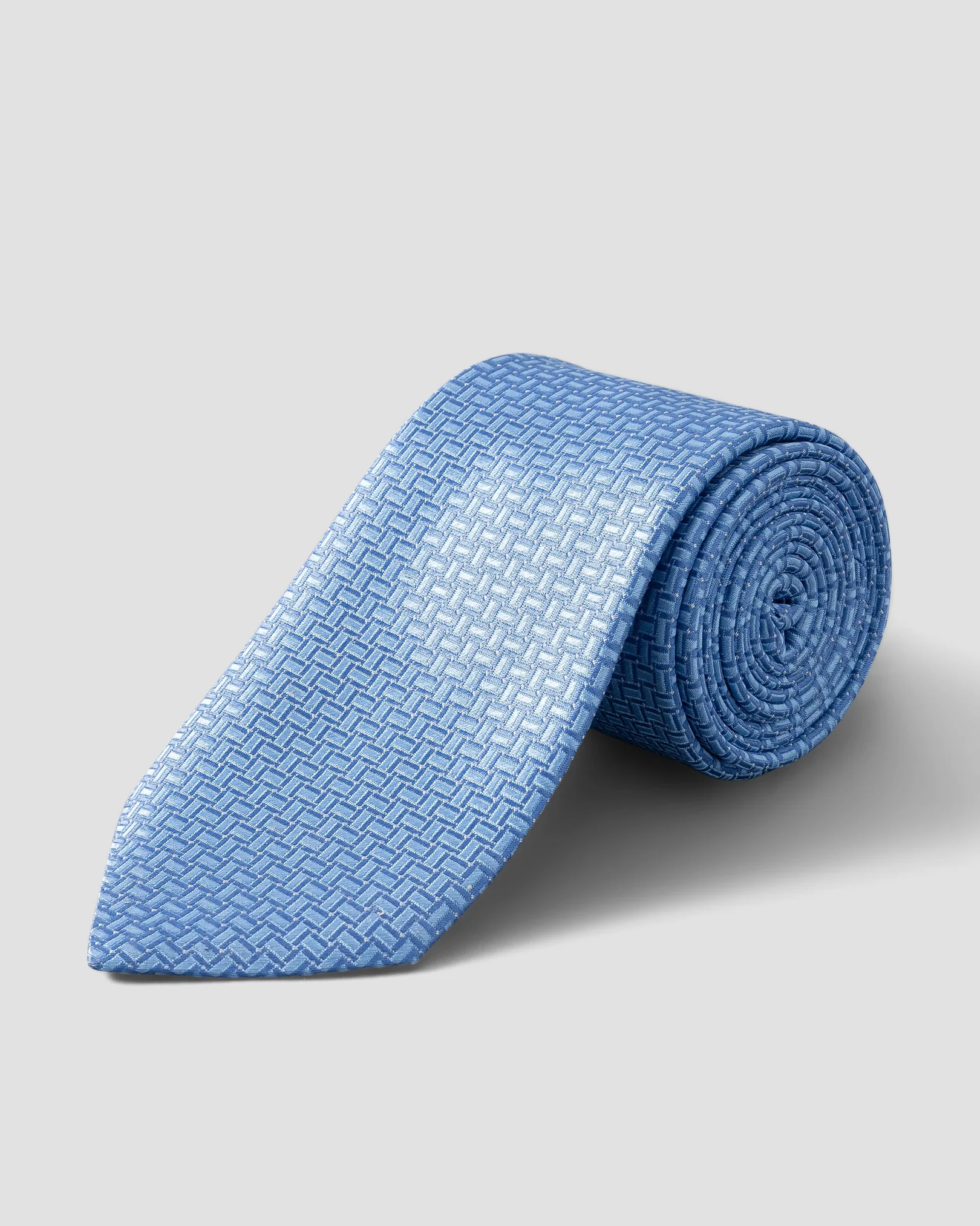 Light Blue Geometric Print Silk Tie