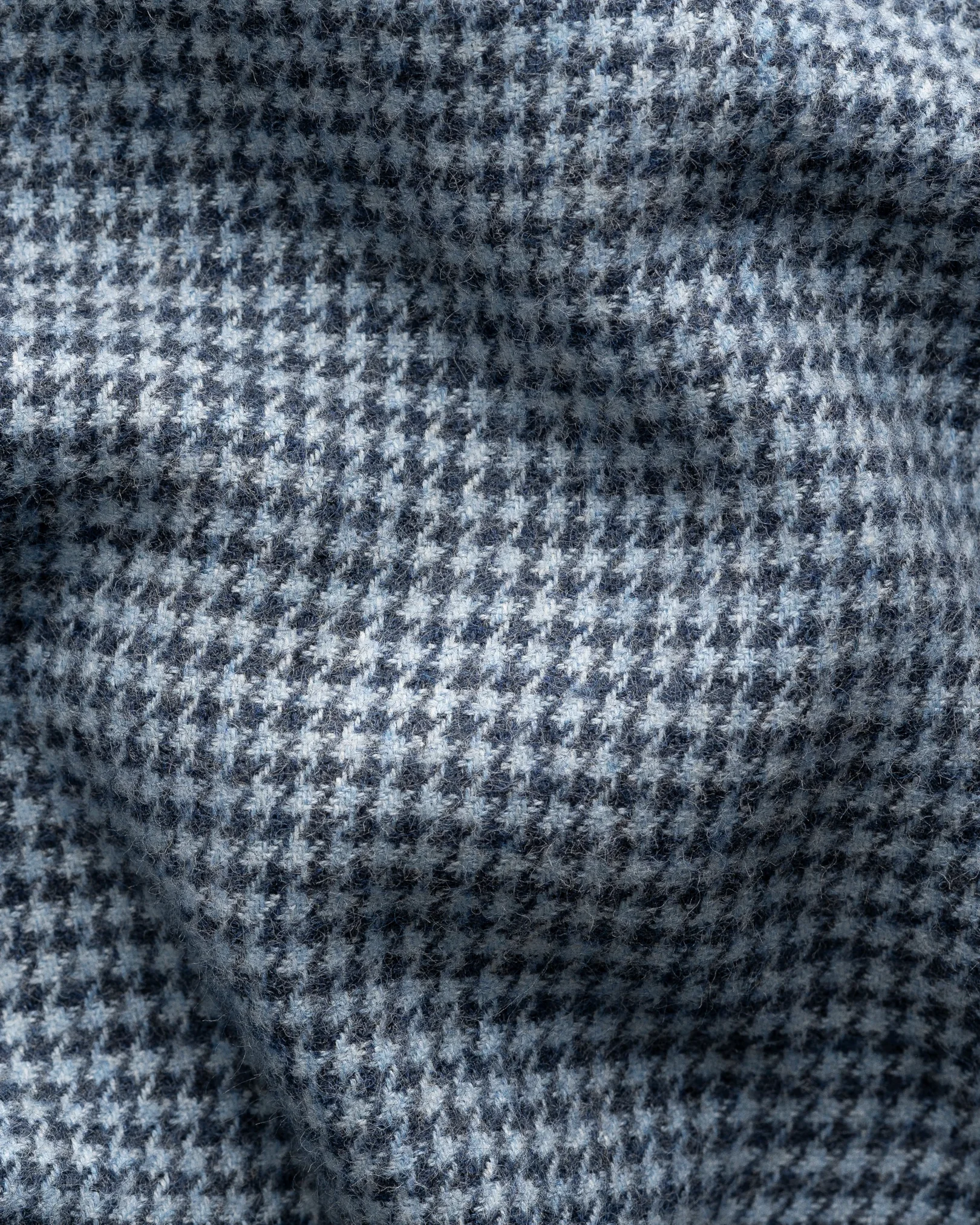 Eton - mid blue houndstooth check flannel shirt