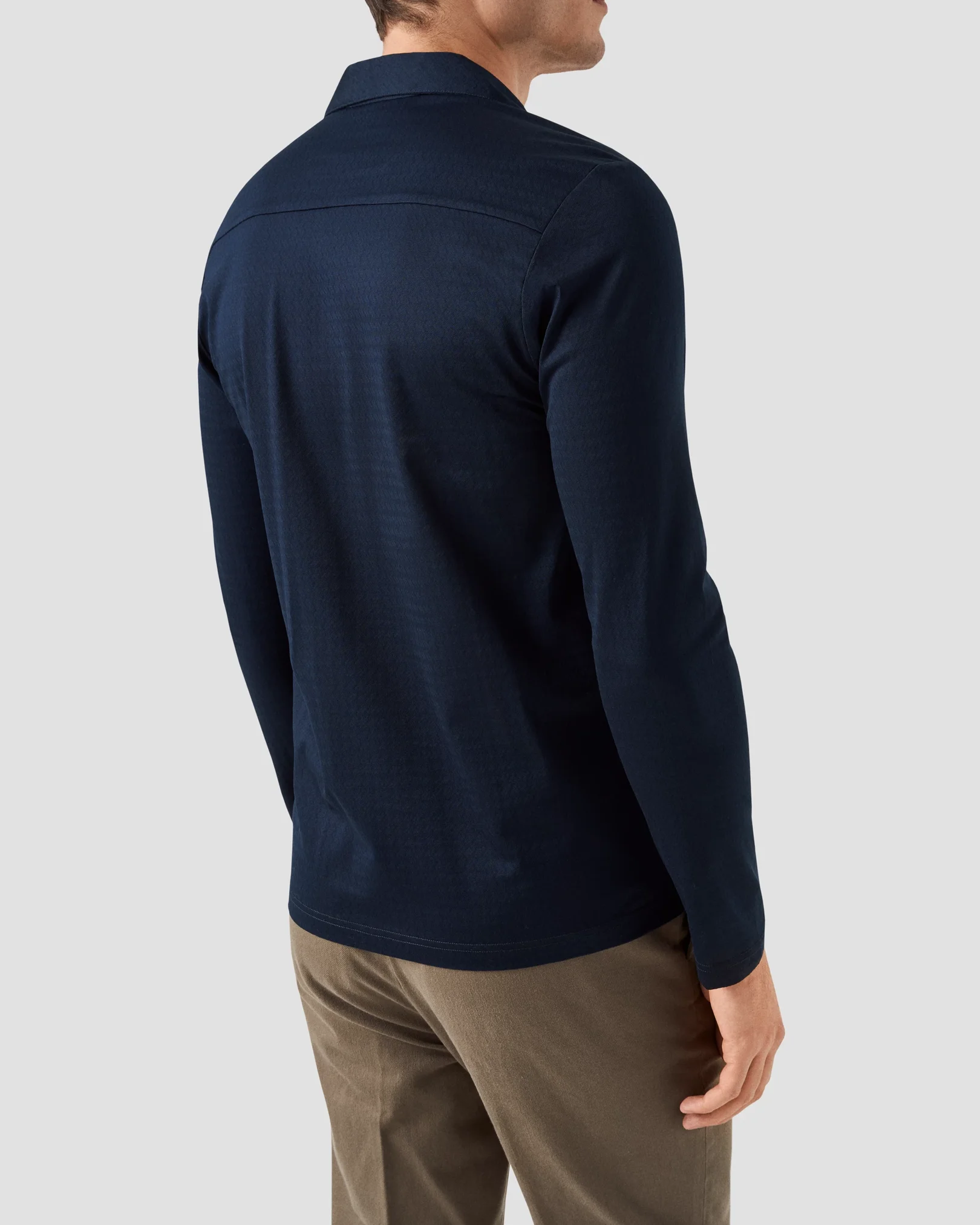 Eton - navy blue open collar long sleeve regular fit