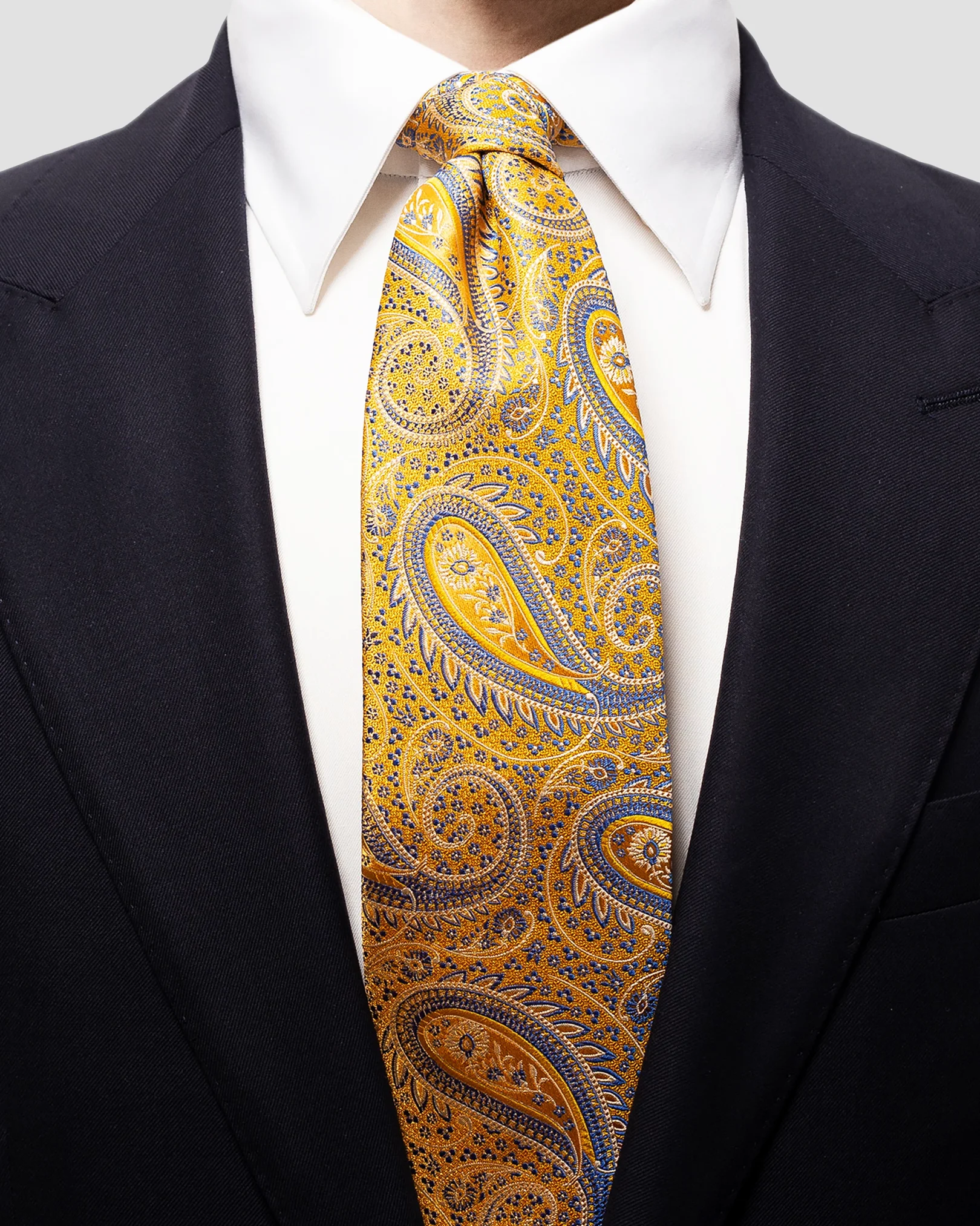 Eton - yellow paisley silk tie