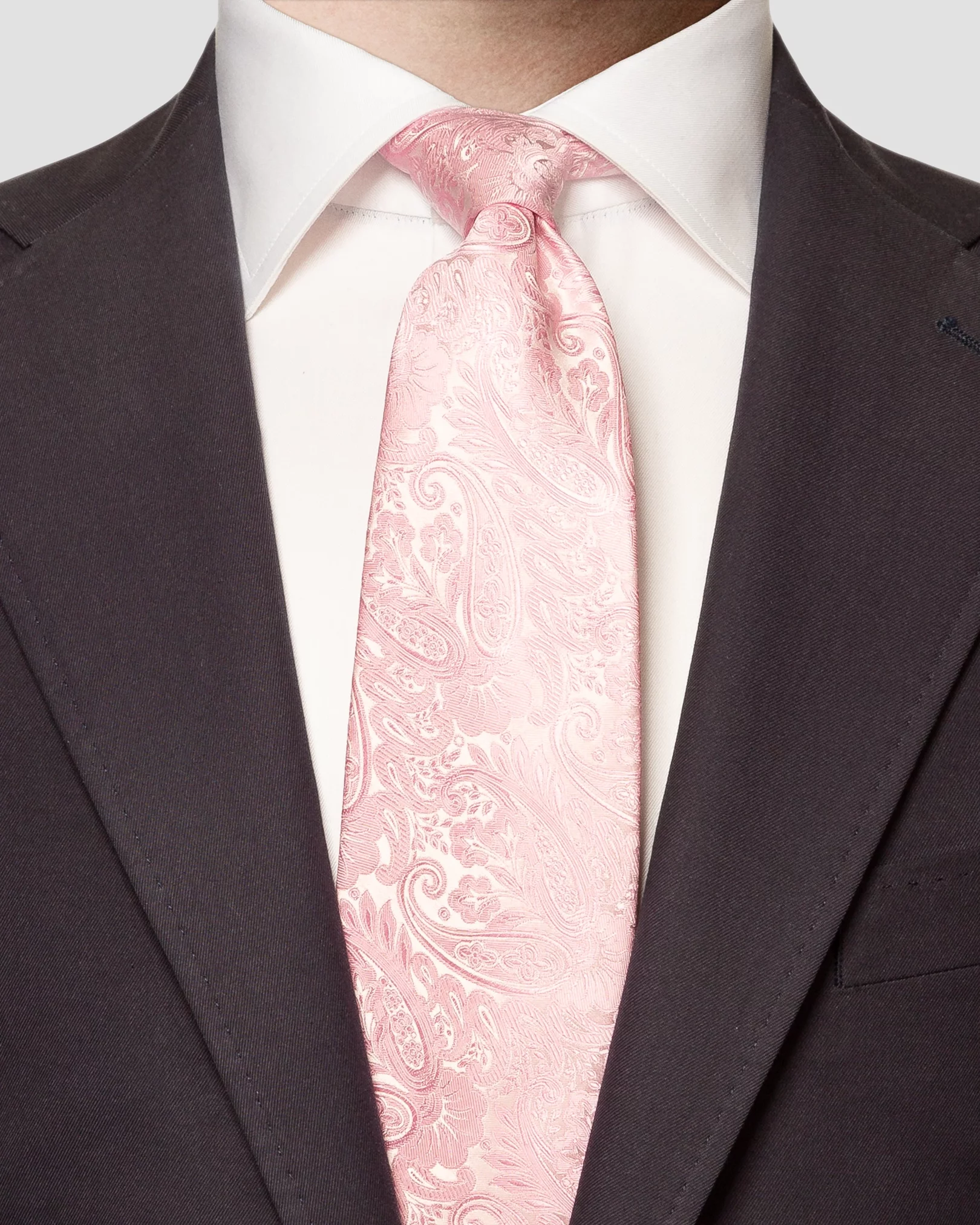 Pink Paisley Jacquard Silk Tie - Eton