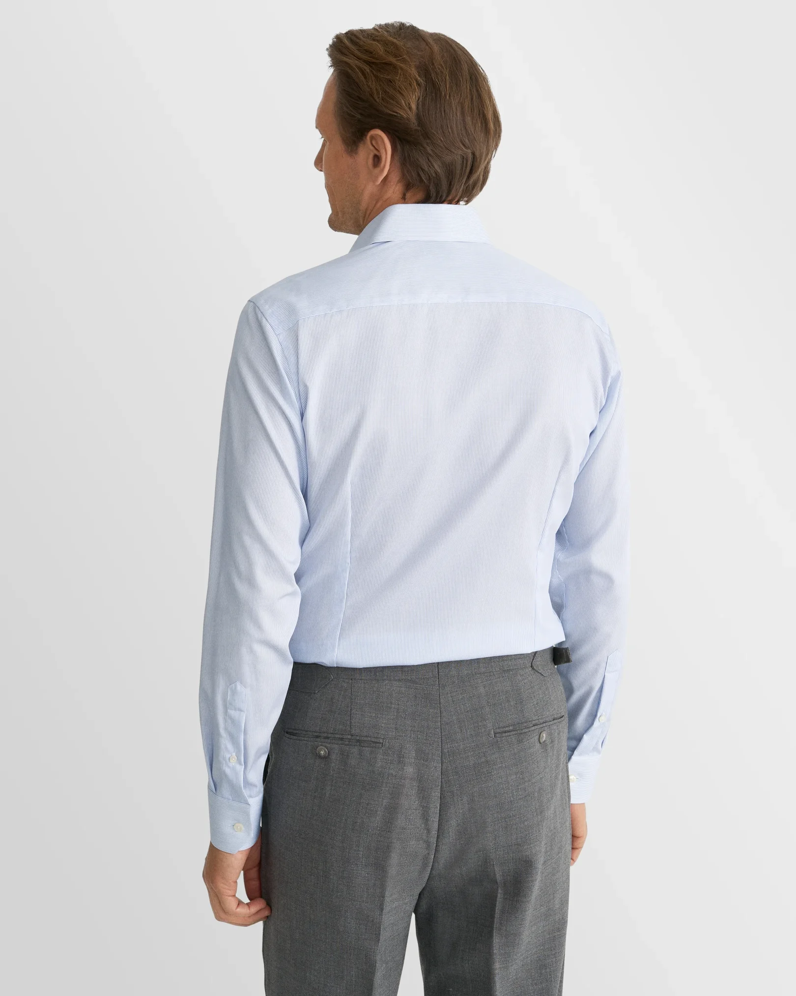 Eton - dark blue striped twill shirt extreme cut away collar