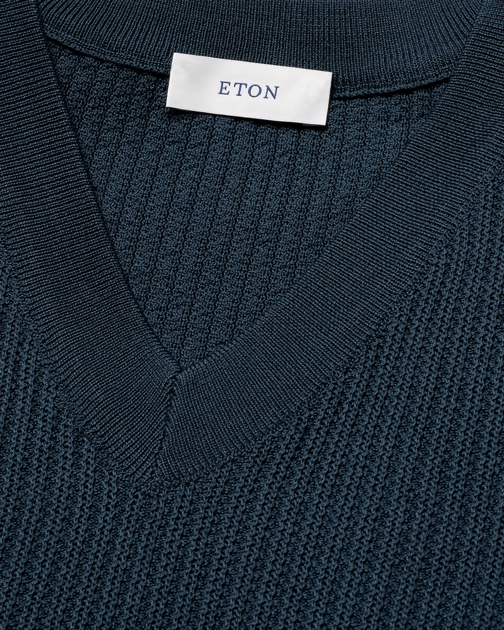 Eton - mid blue cotton structure knit vest