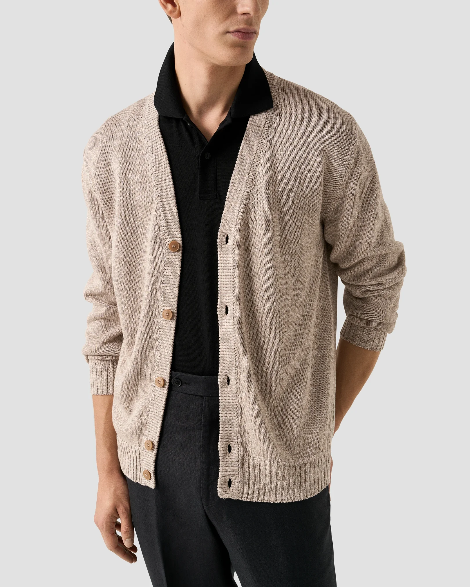 Eton - black pima cotton pique polo