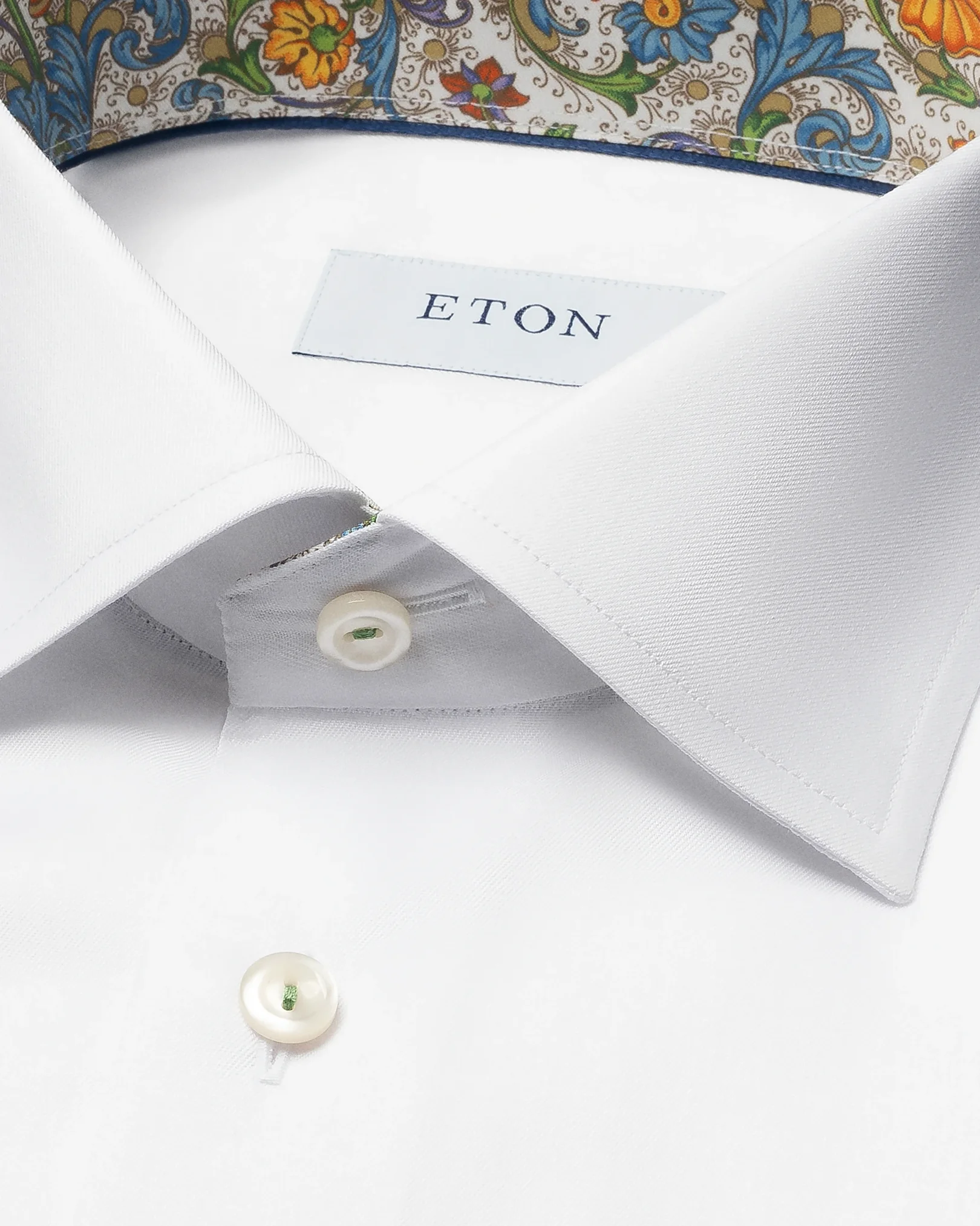 Eton - white signature twill floral cotrast shirt