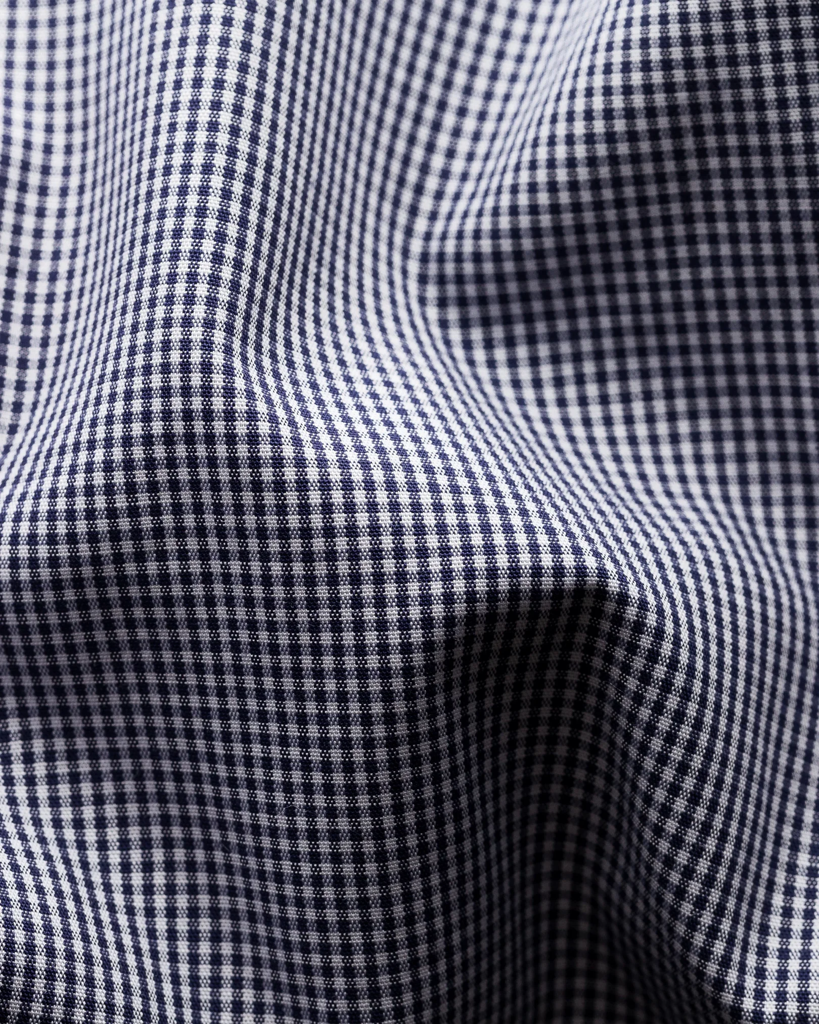 Eton - navy mini gingham poplin shirt extreme cut away