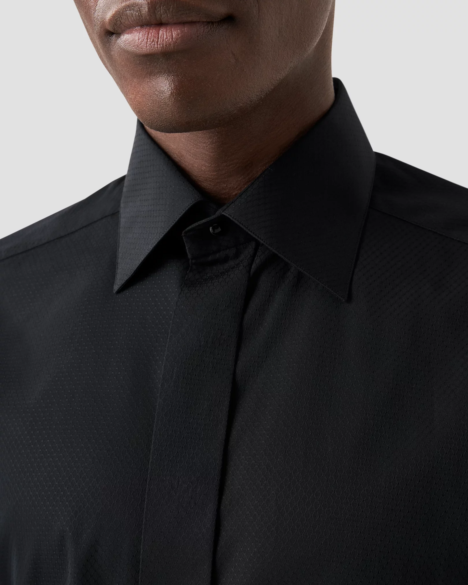 Eton - Black Geometric Print Dobby Tuxedo Shirt