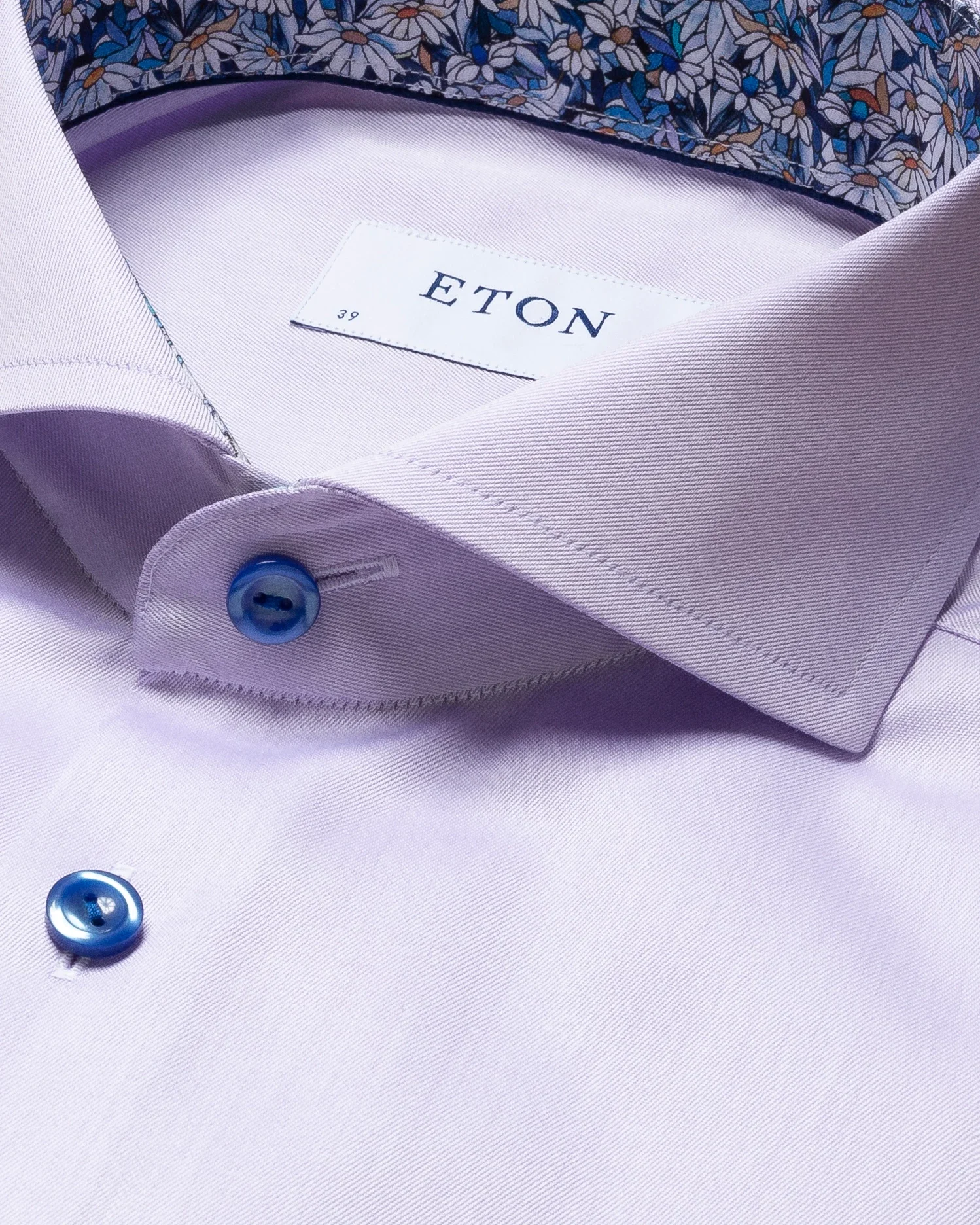 Eton - pink signature twill shirt printed details extreme cut away