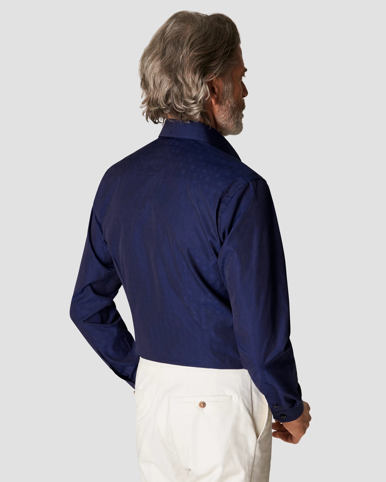 Eton - navy blue jacquard moderate cutaway