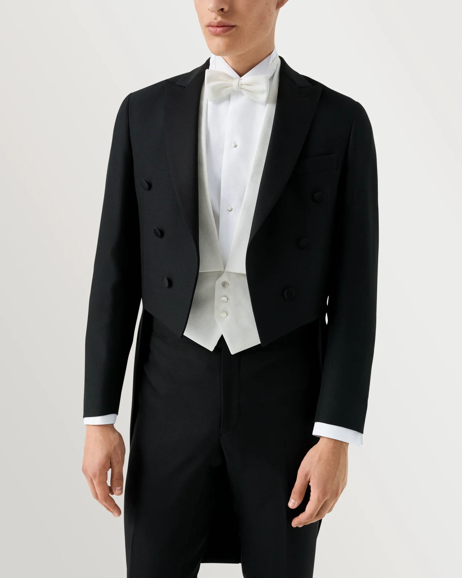 Eton - pique white tie shirt