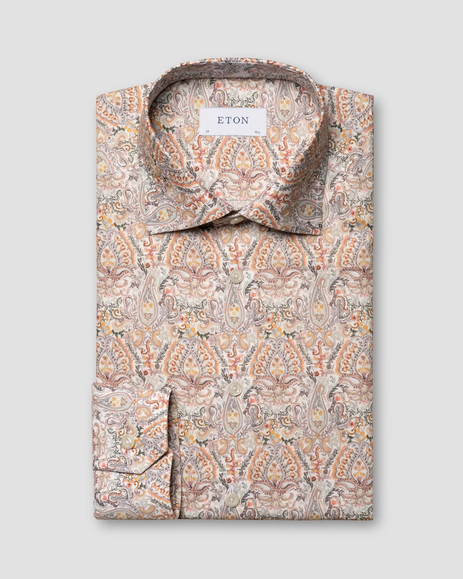 Orange Paisley Print Cotton-TENCEL™ Lyocell Shirt