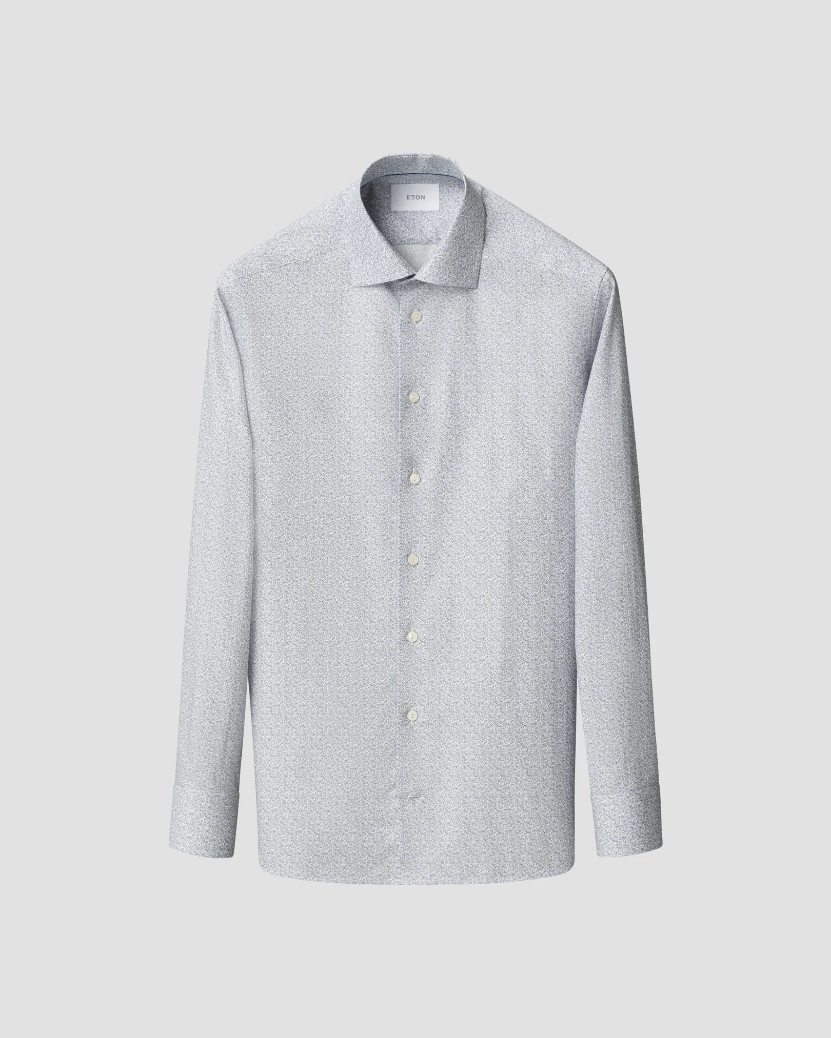 Eton - mid blue floral twill shirt cut away 258