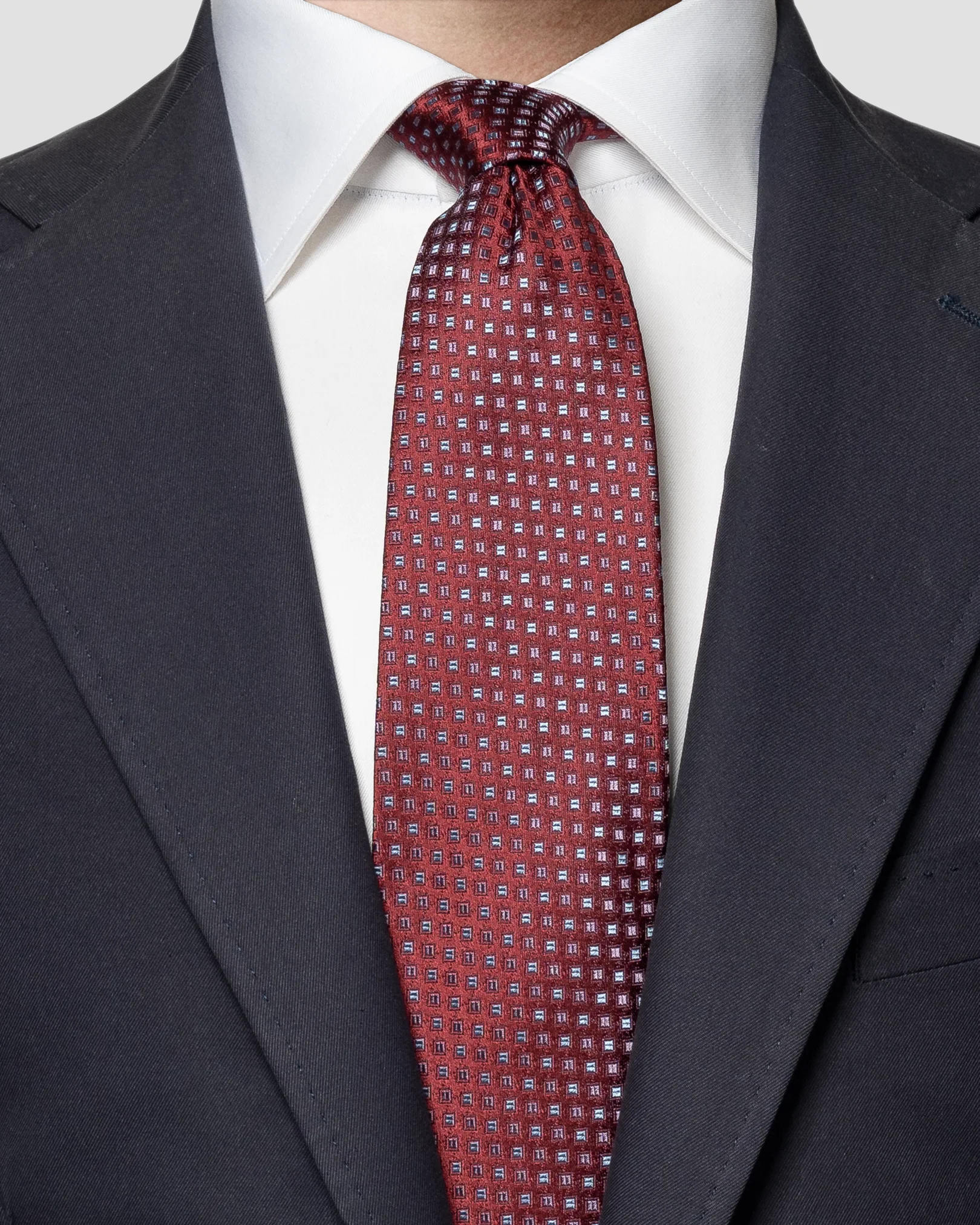 Eton - dark red geometric silk tie