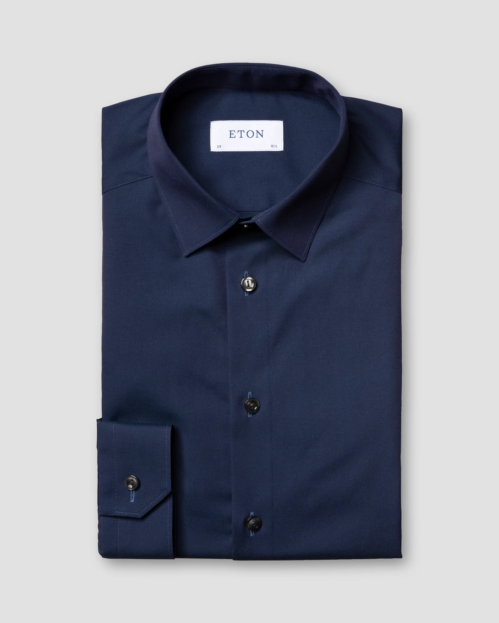Eton - navy poplin shirt pointed collar