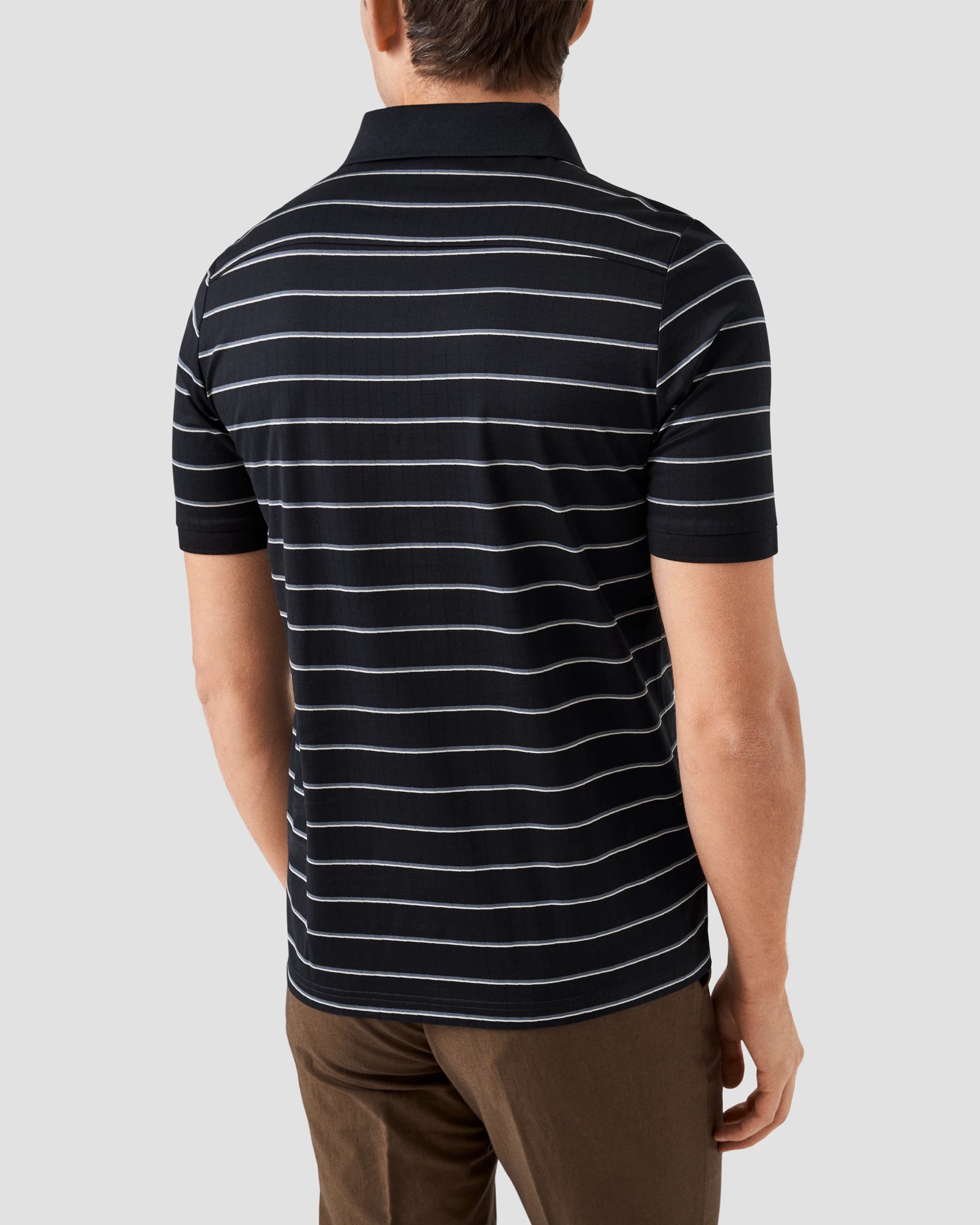 Eton - dark blue knitted collar short sleeve regular fit