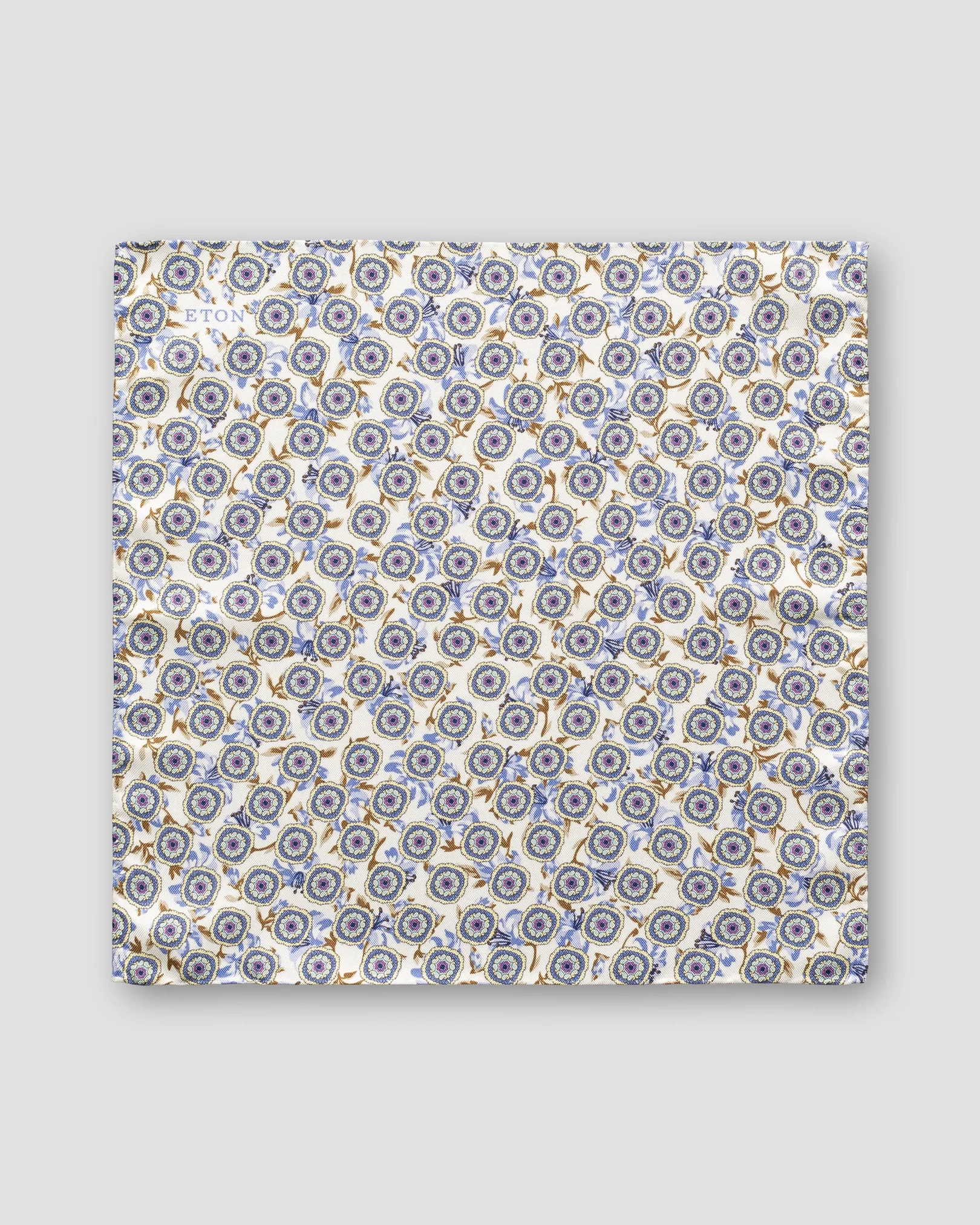 Eton - blue beige flower pocket square