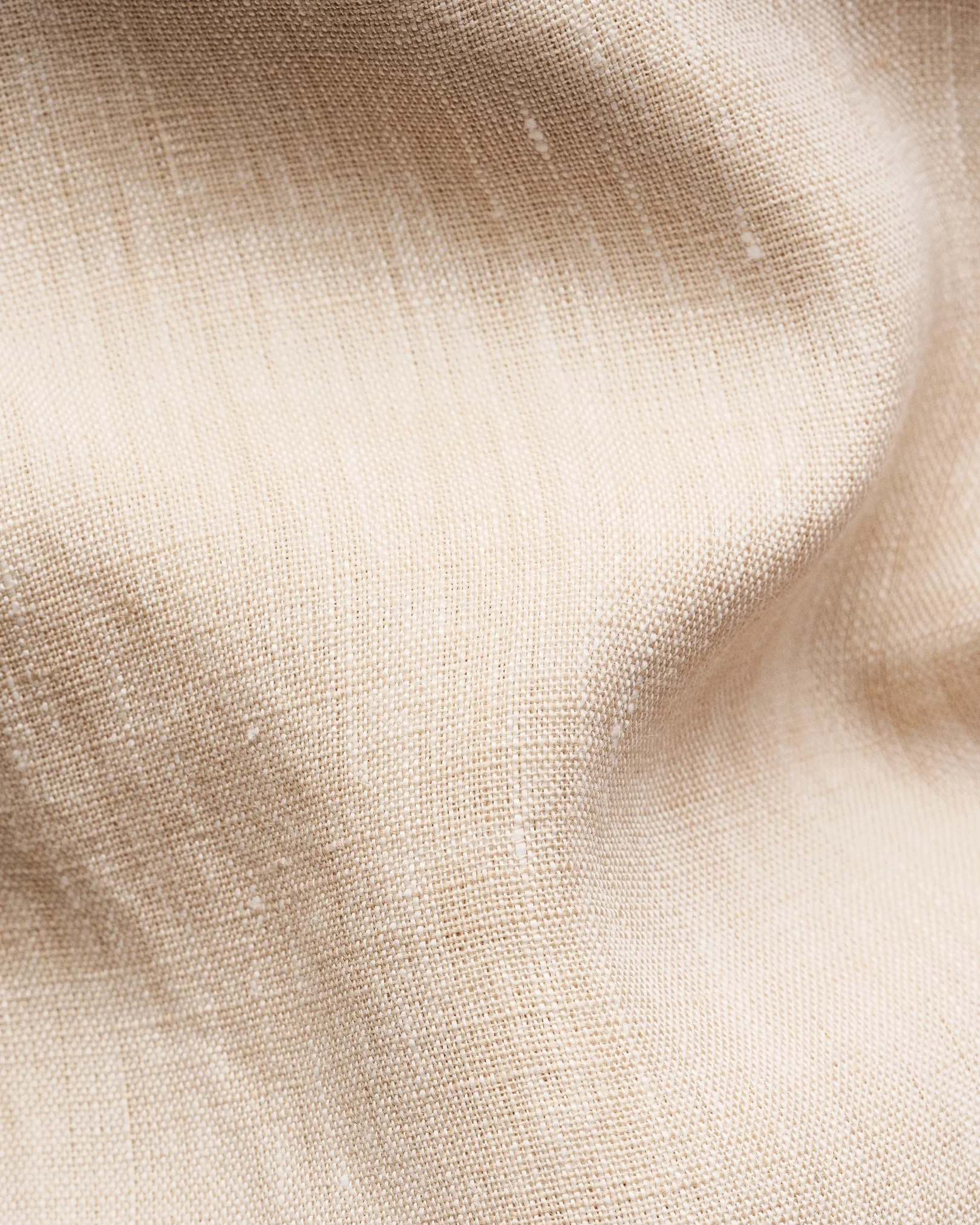 Eton - beige solid plain weave linen shirt band
