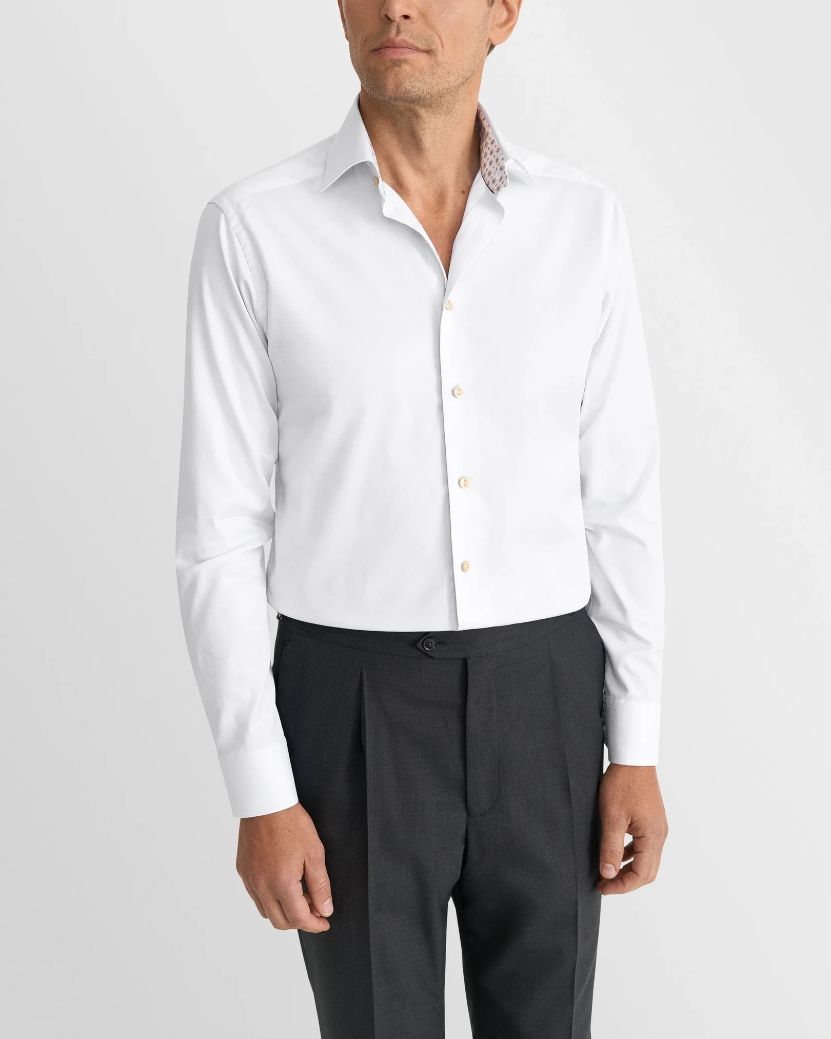 Eton - white geometric effect signature twill shirt cut away 263