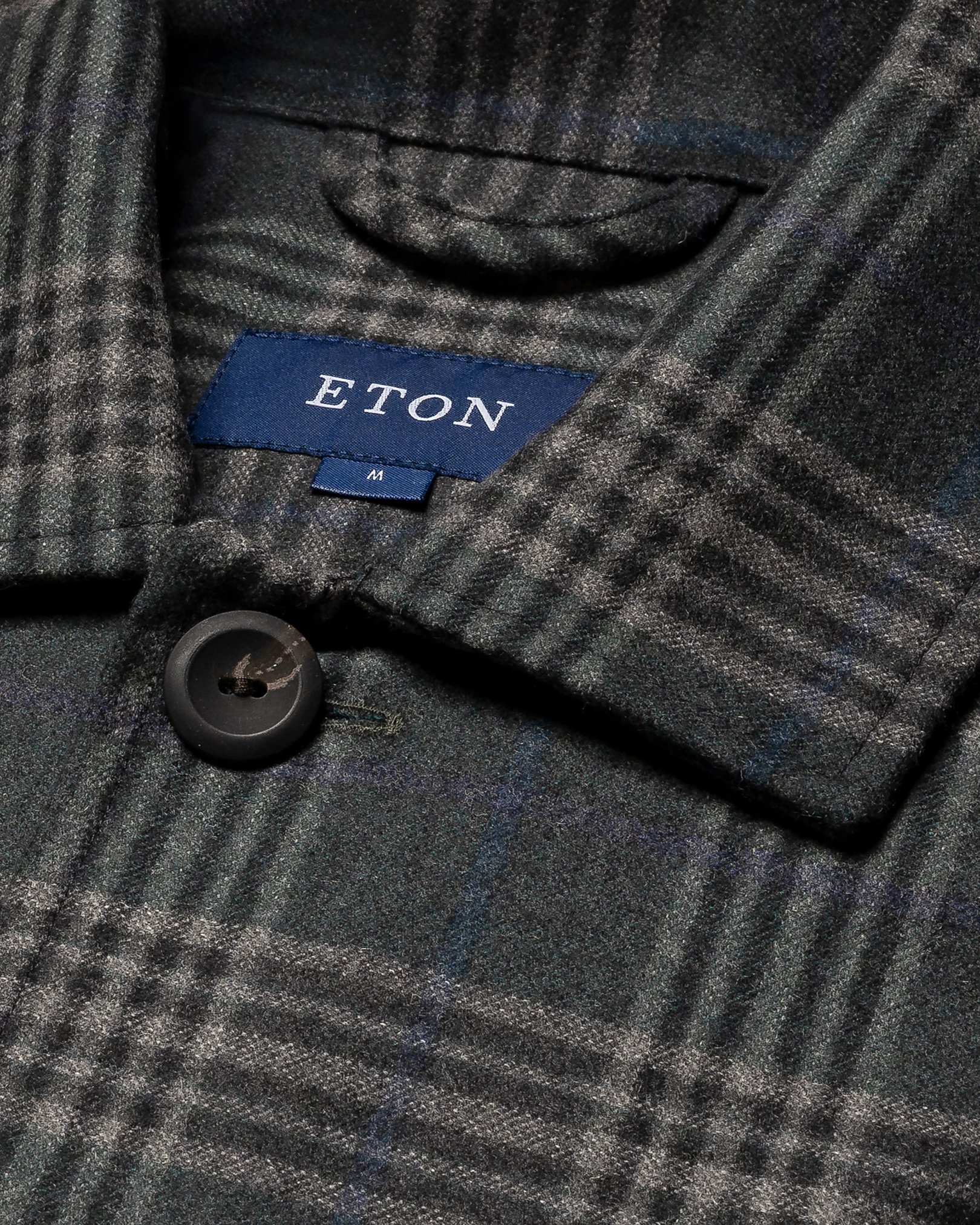 Eton - dark green checked wool cashmere overshirt