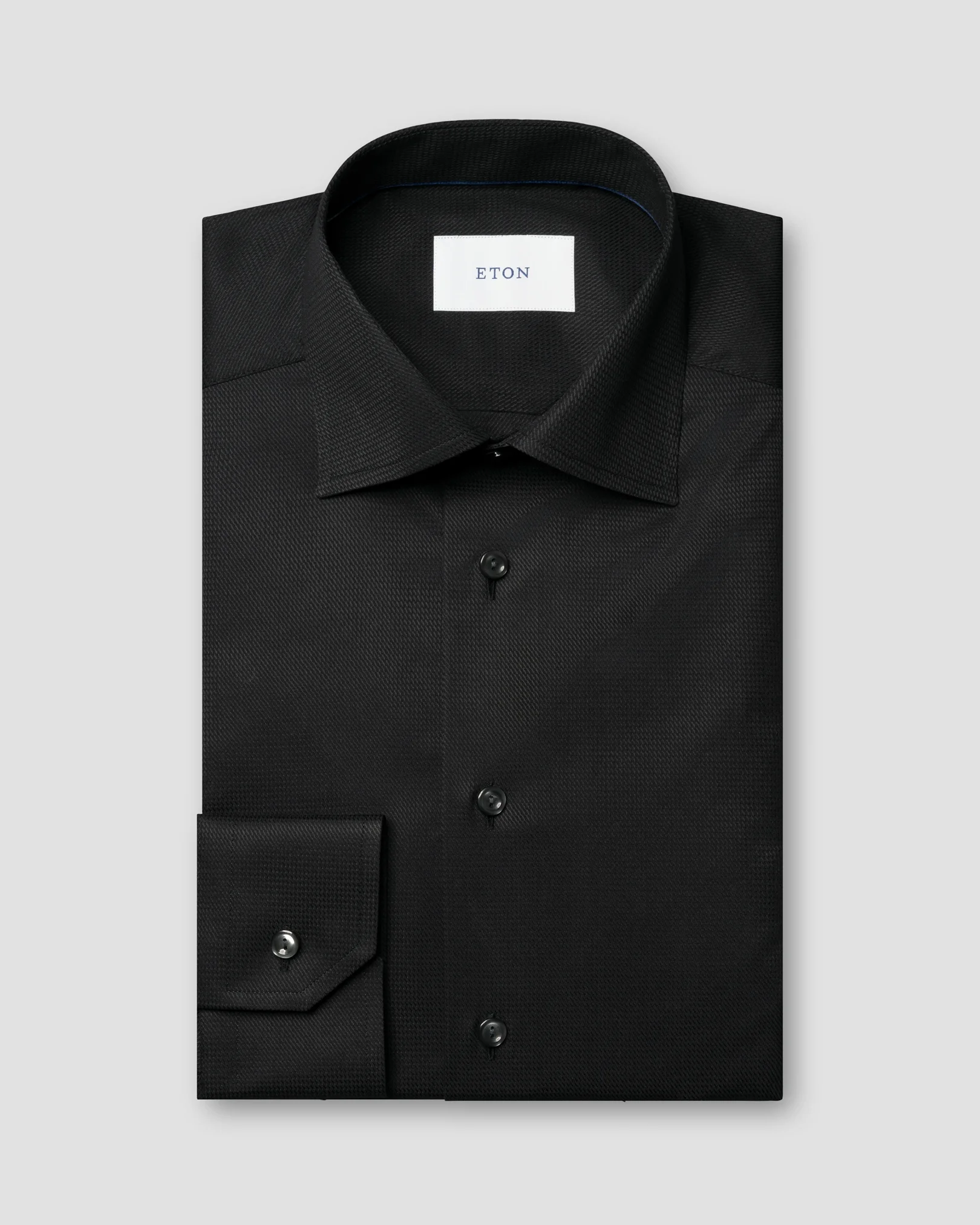 Eton - black semi solid dobby shirt 258