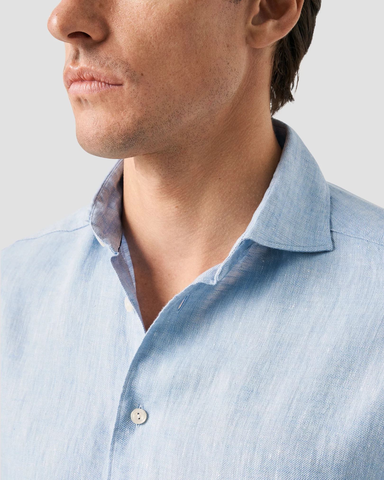 Eton - dark blue linen wide spread shirt