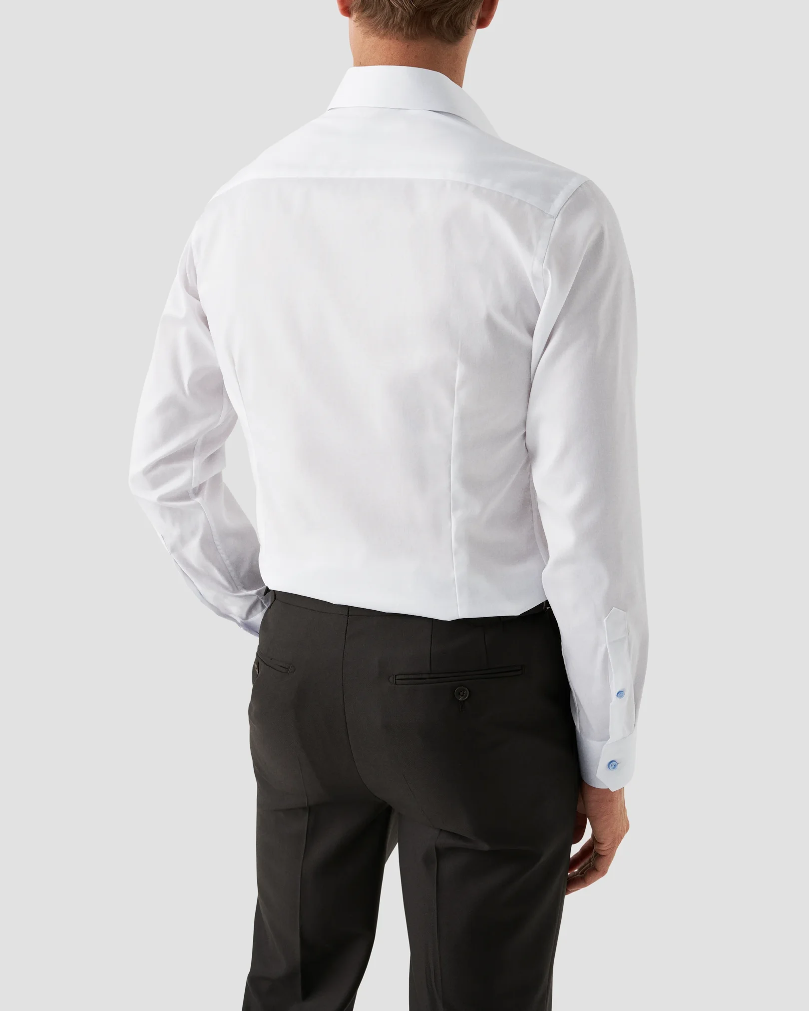 Eton - white twill shirt blue details cutaway