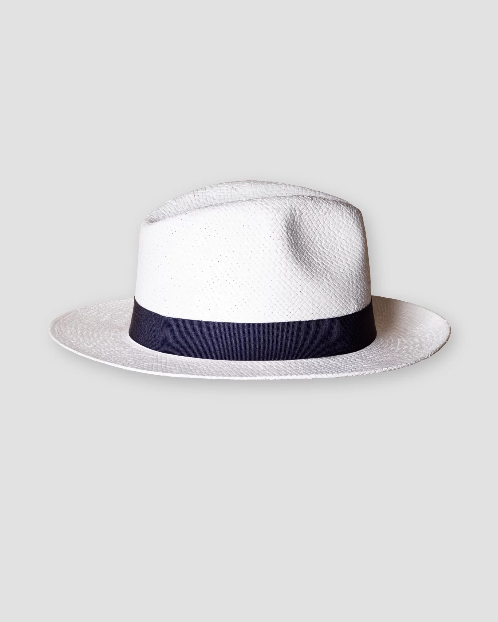 Eton - white straw hat navy ribbon