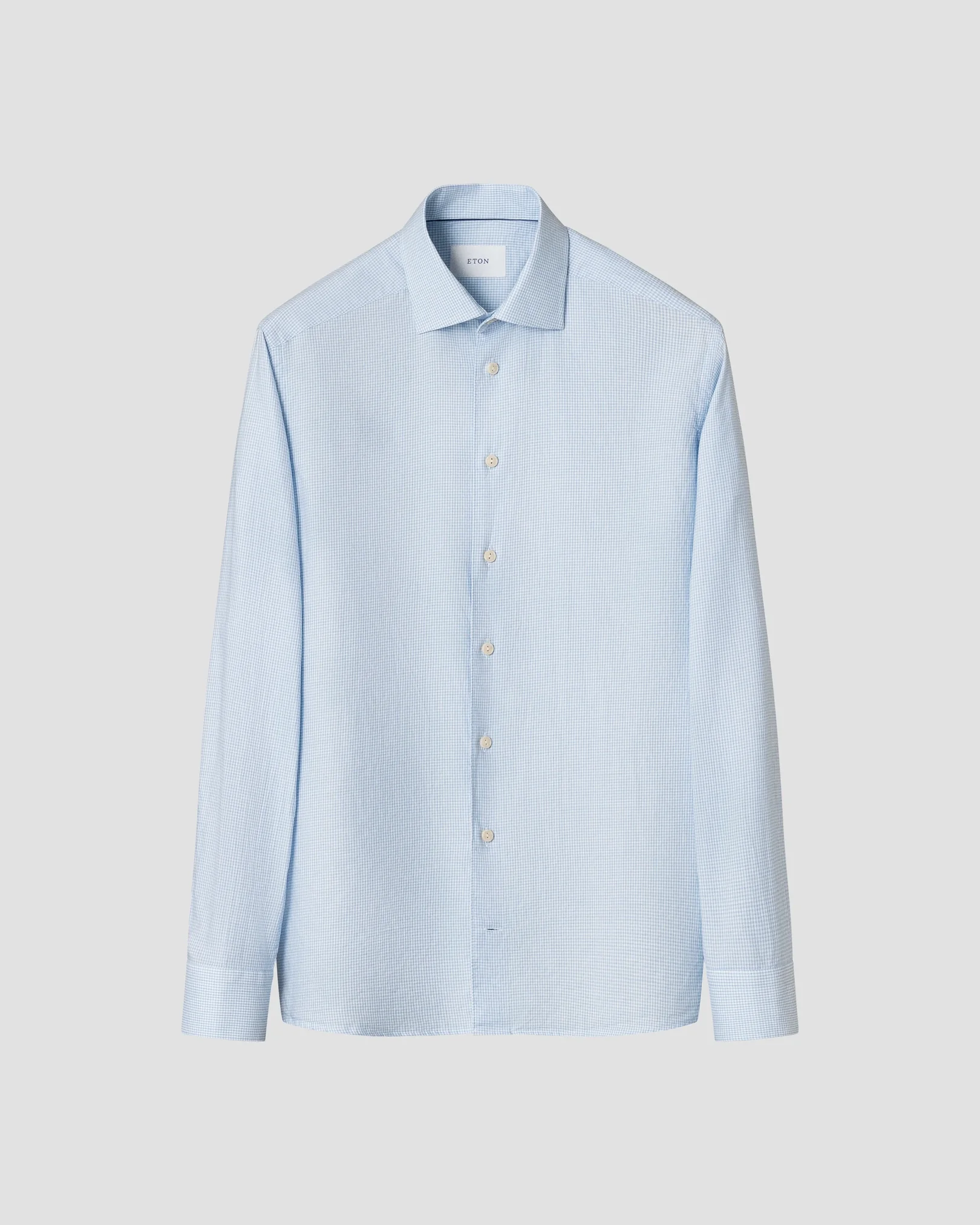 Eton - light blue fine twill checked shirt cut away 260