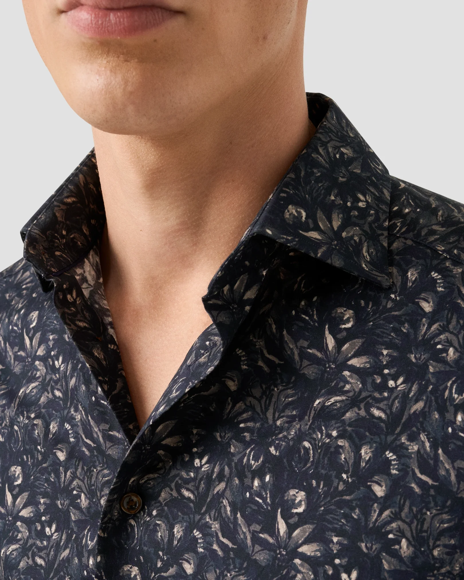 Eton - navy floral twill shirt
