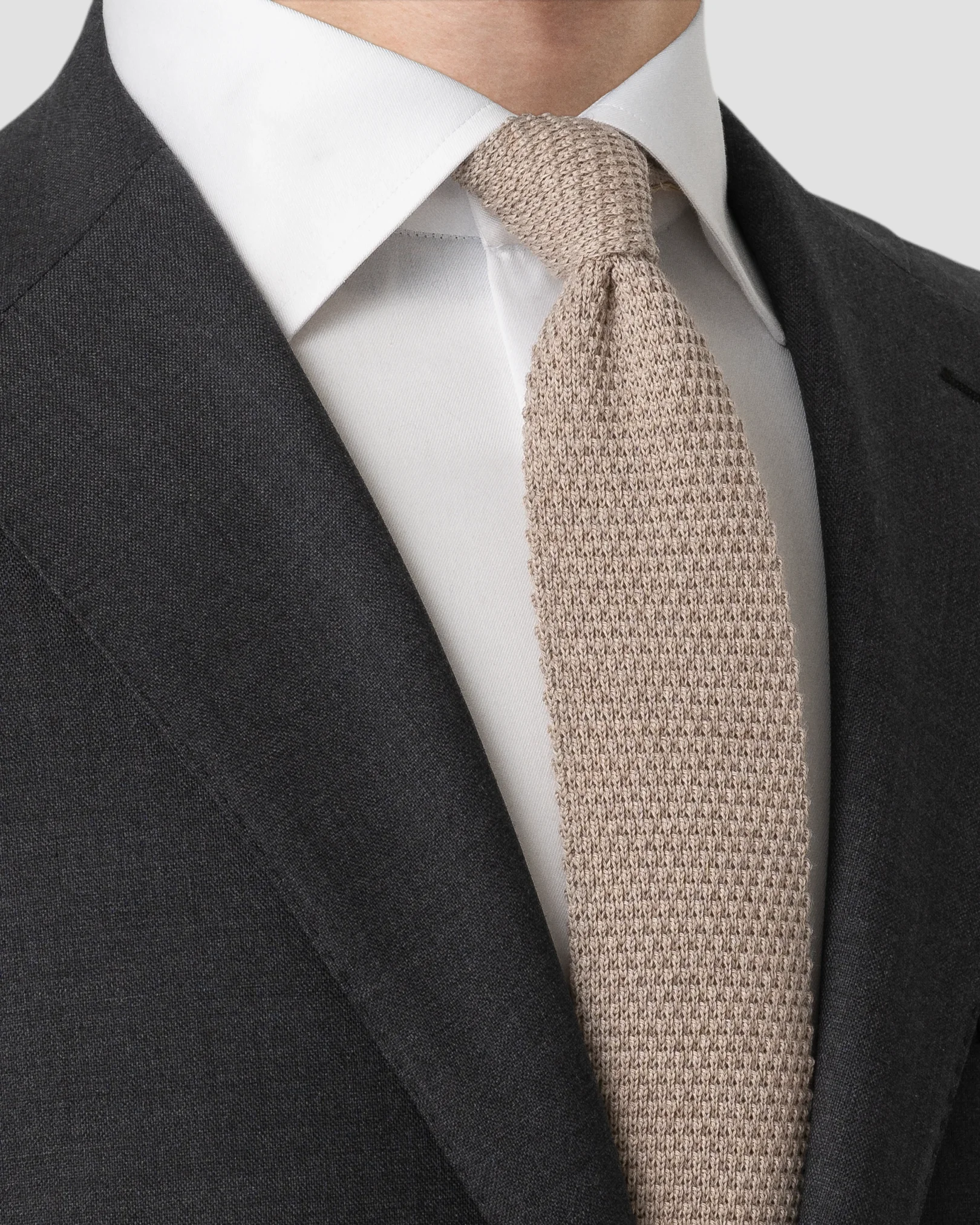 Eton - knit wool tie beige knit wool tie