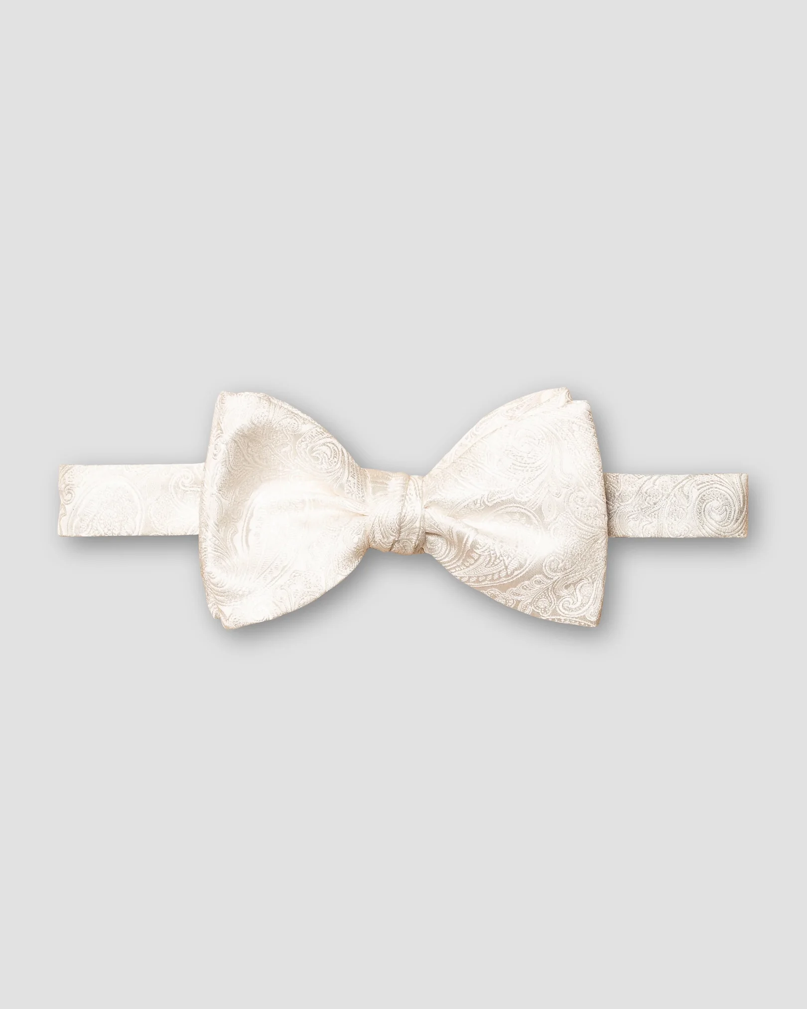 Eton - white paisley silk wedding bowtie ready tied